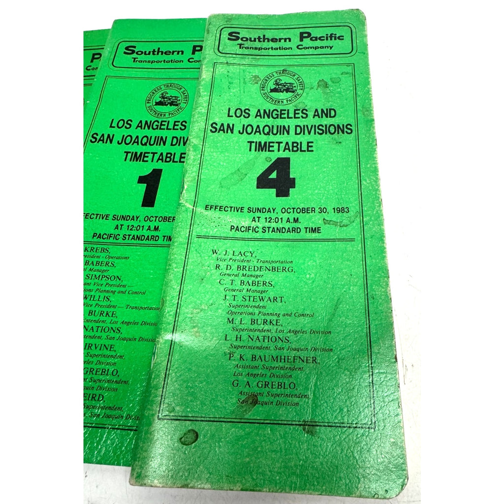 Vintage Lot of 5 1981 Timetable 12 Los Angeles Division Southern Pacific
