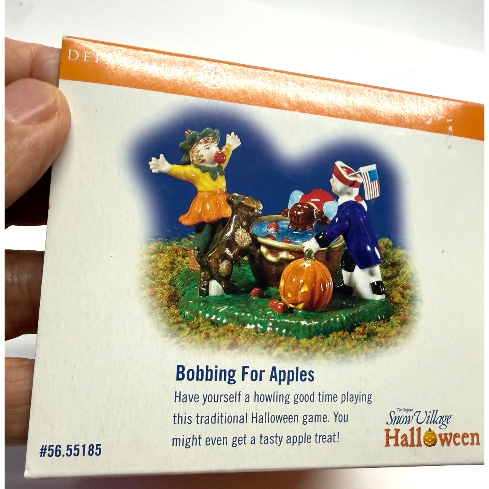 VTG NEW Dept 56 Bobbing For Apples 55185 Halloween Snow Village Ceramic Figurine