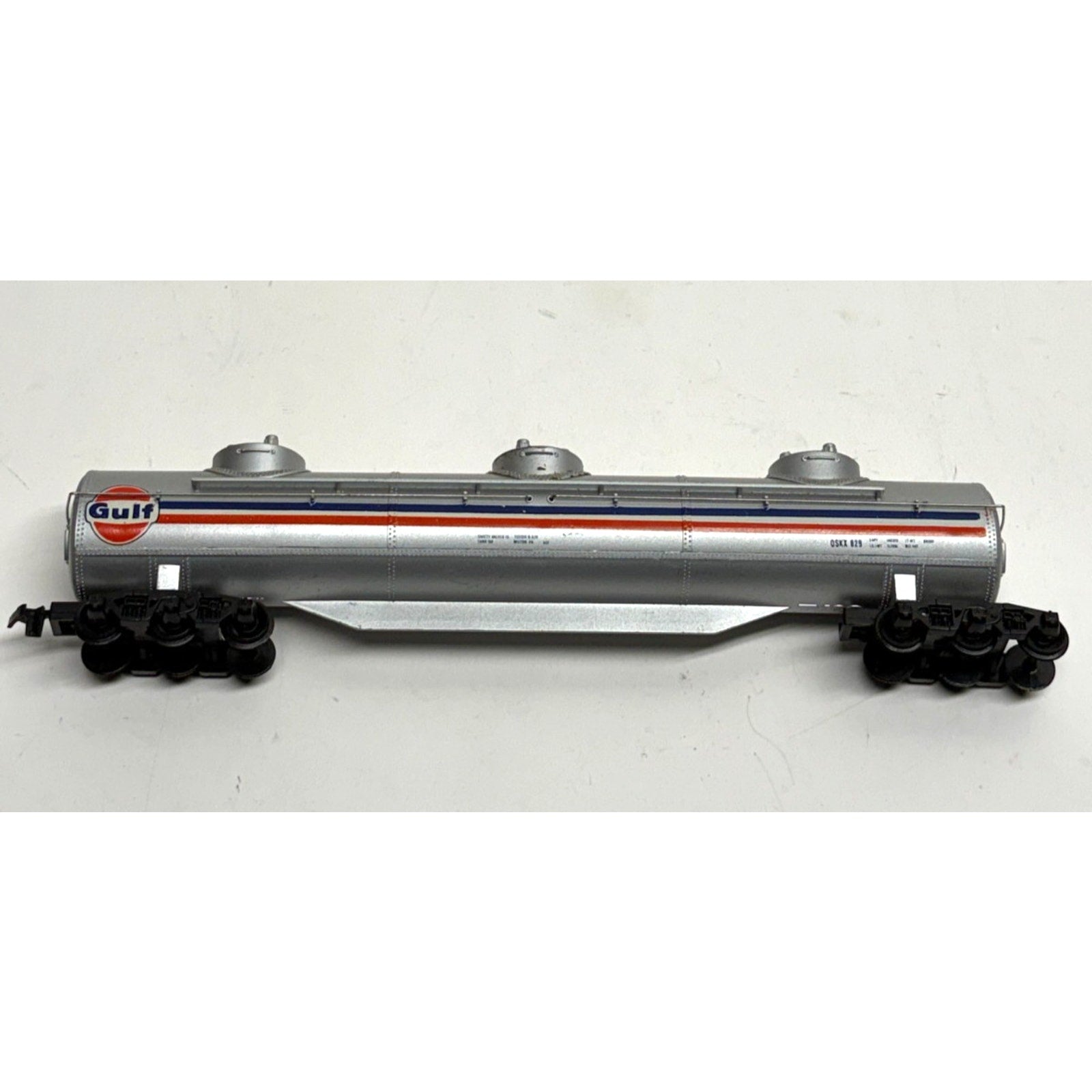 Vtg Tyco GULF 62' Triple Dome Tanker OSKX 829 HO Scale Freight Train Car #357B