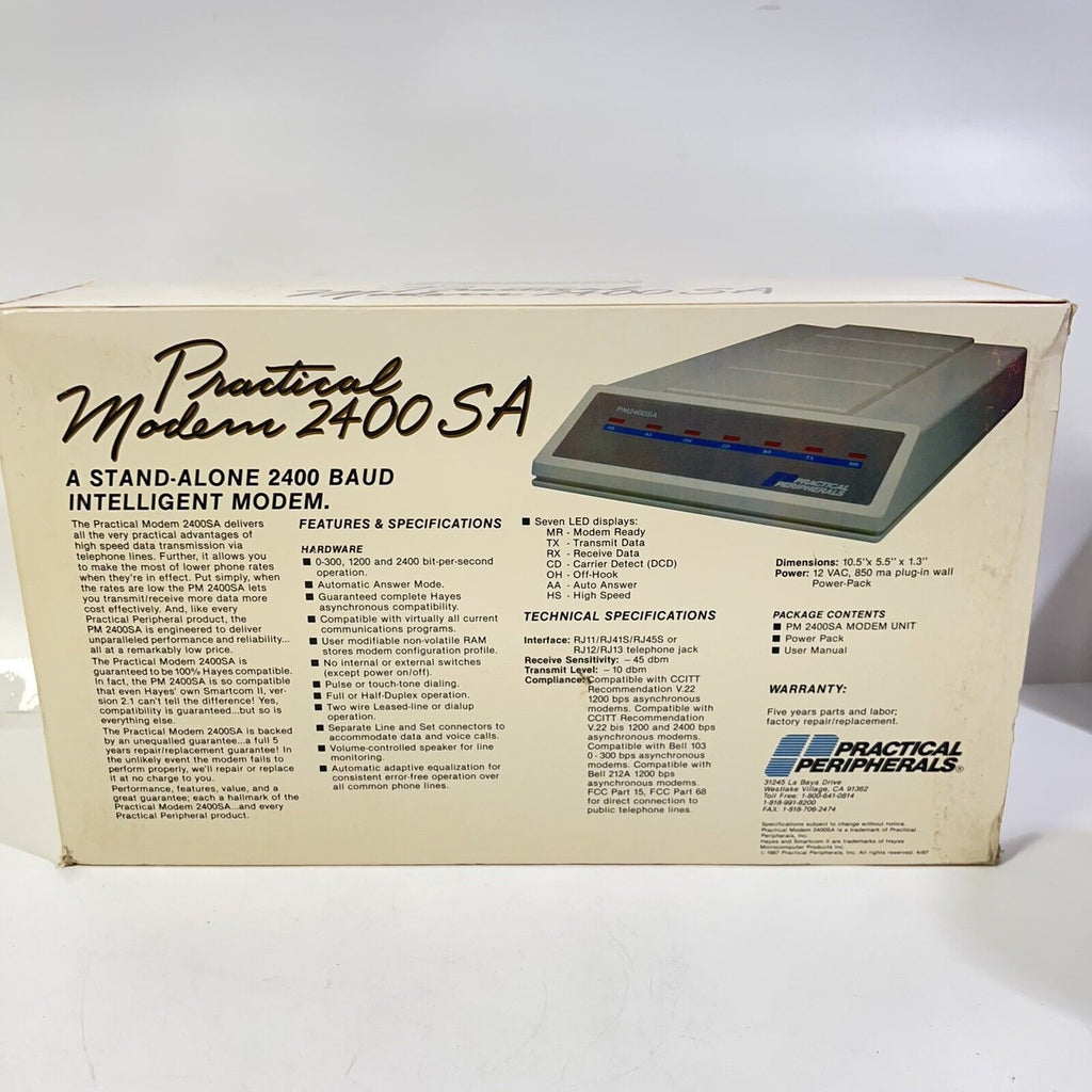 VINTAGE "RARE" SEALED PACKAGE 2400SA Mini Modem Practical Peripherals 2400 SA