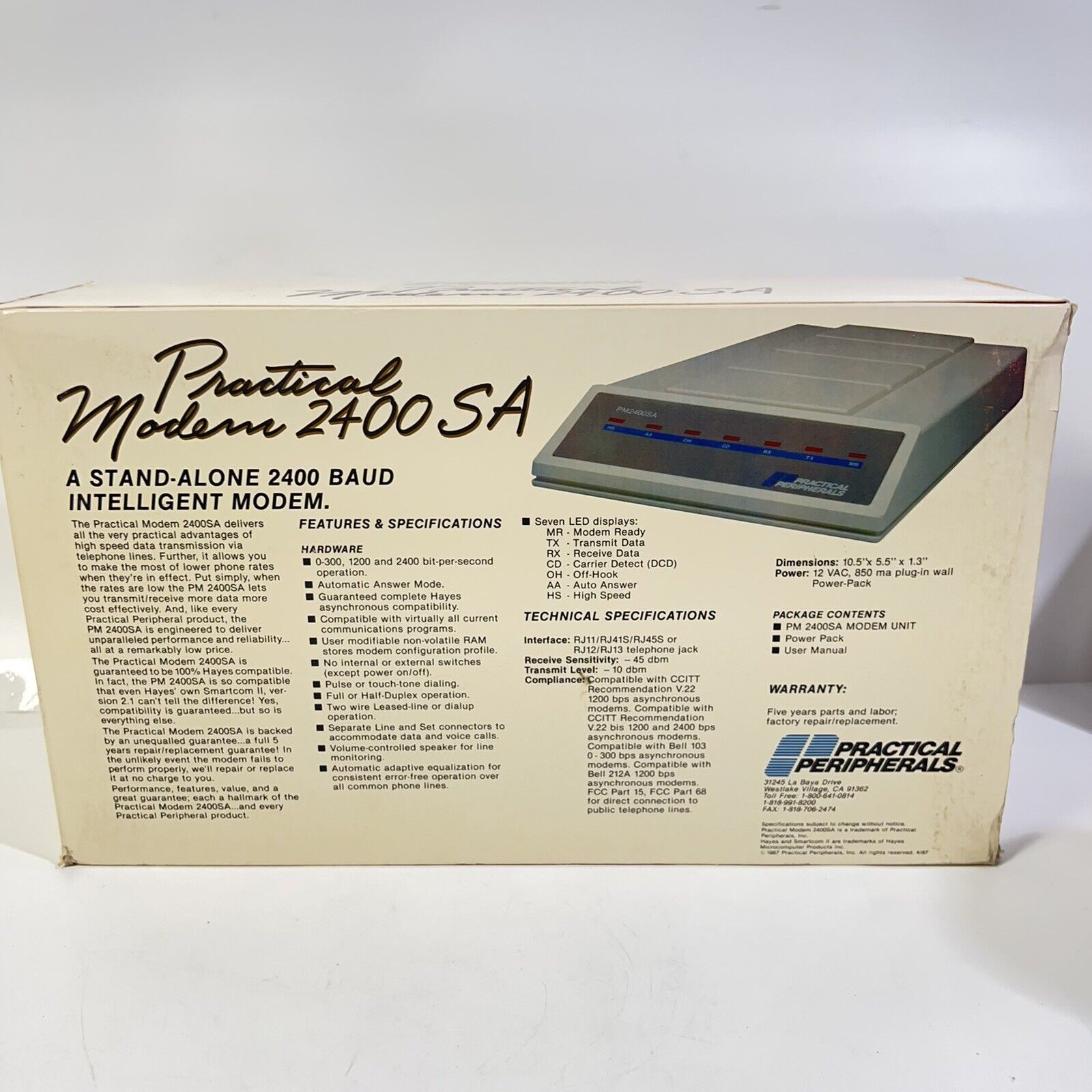 VINTAGE "RARE" SEALED PACKAGE 2400SA Mini Modem Practical Peripherals 2400 SA