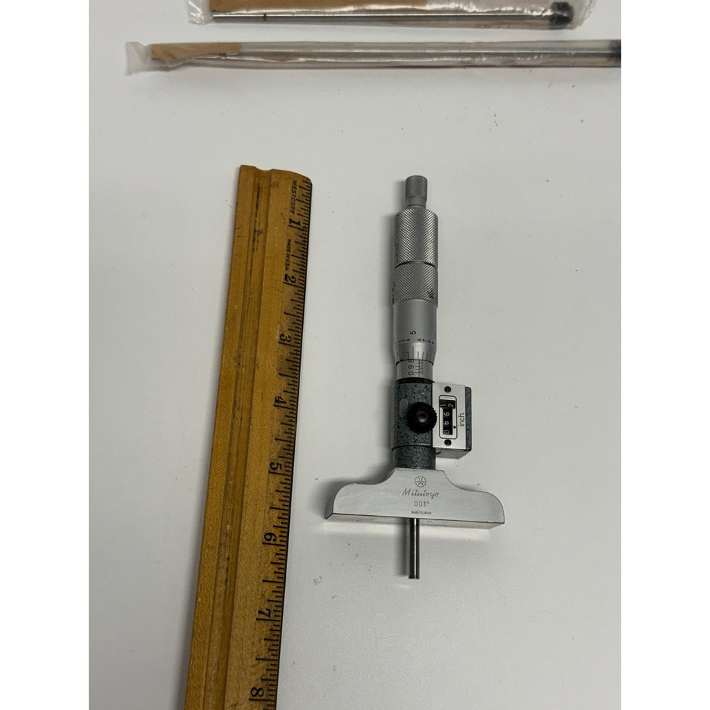VINTAGE Mitutoyo 0.001” Depth Micrometer Set 0”- 6” Depth Mic