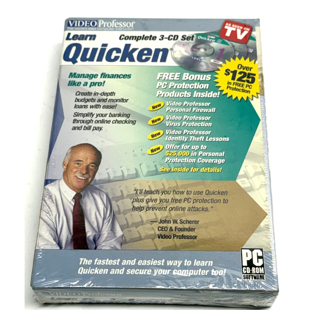 Vintage FACTORY SEALED Video Professor Learn Quicken PC Software