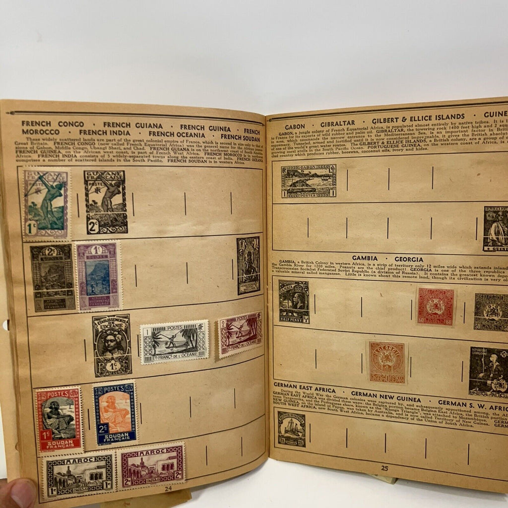 RARE VINTAGE PLANTERS PEANUTS MR. PEANUT POSTAGE STAMPS OF THE WORLD BOOK 1940S
