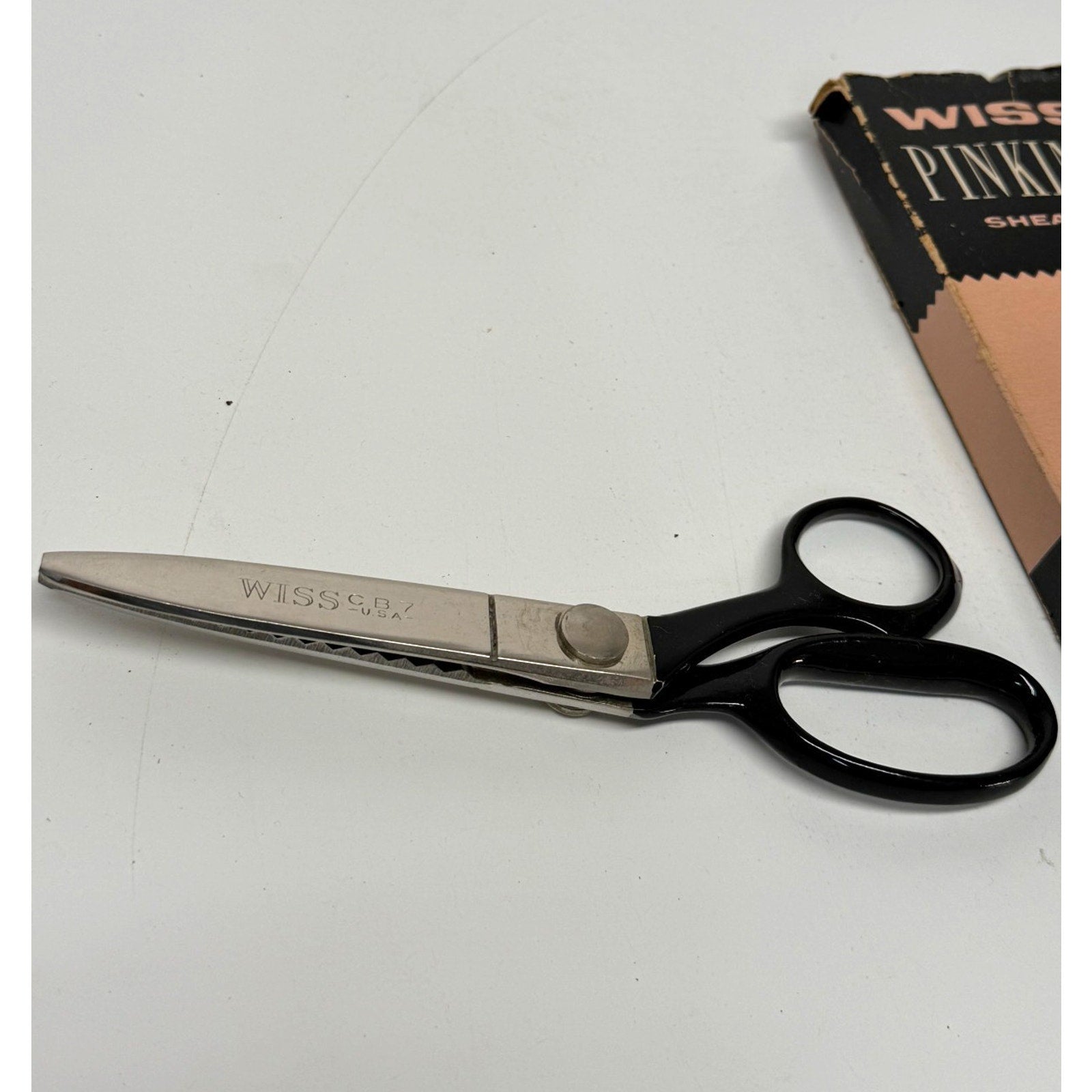 Vtg Wiss CB-7 Pinking Shears Scissors USA Stainless Steel 7" long Box FrShip