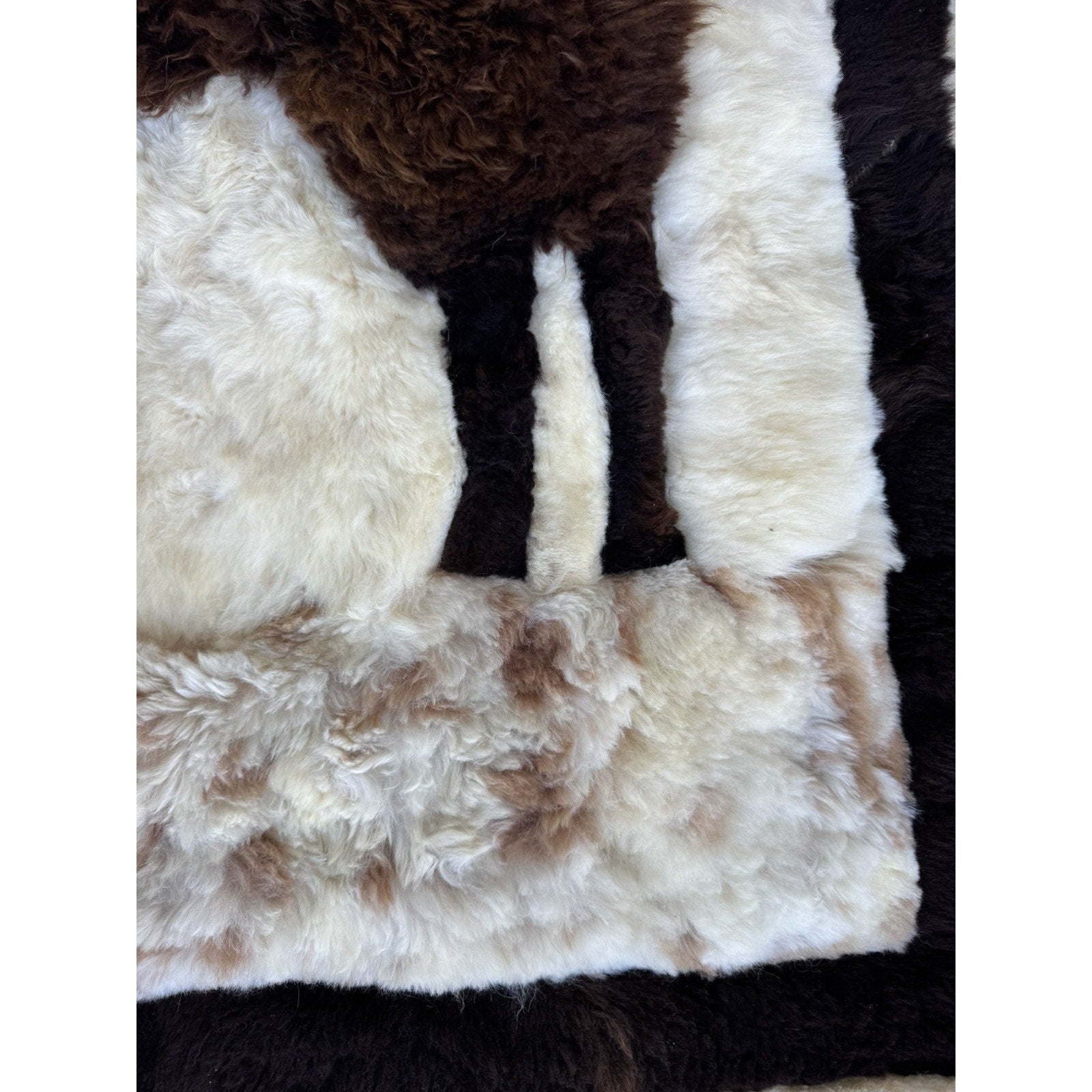 Vintage RARE Alpaca Llama Fur Throw Rug Handmade Wall Hanging Tapestry 60”X 46"