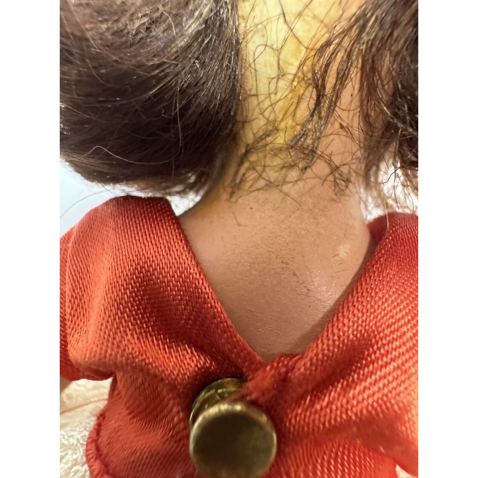 Vintage Nancy Ann Bisque Storybook Doll Red/White Dress 6"