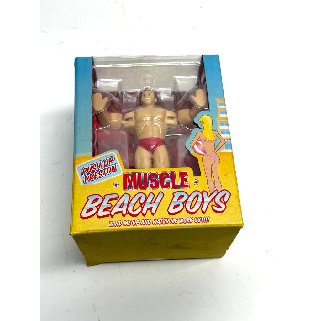 Vintage Muscle Beach Boys Push Up Preston Wind Up Toy - New Open Box - Jam Toys