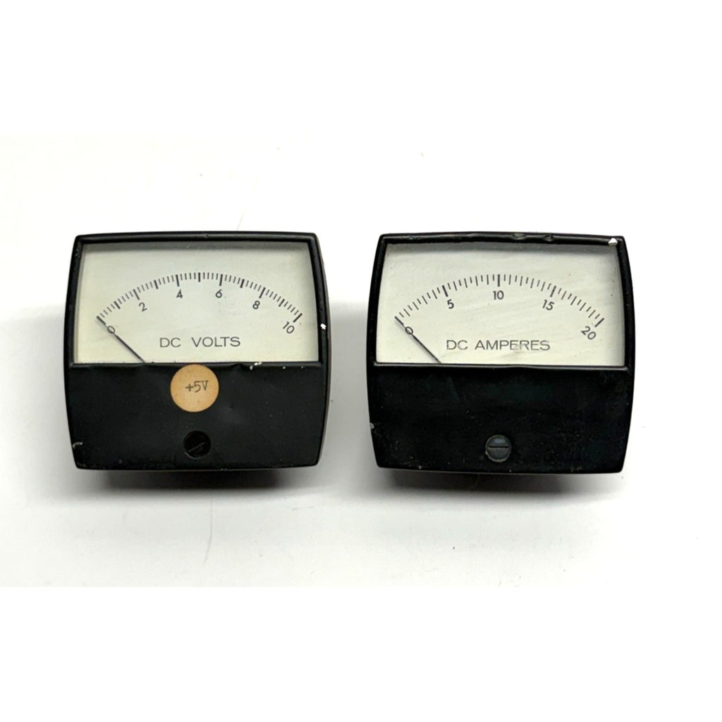 Vintage lot of 2 Analog DC Volts 0-10 and Amperes 0-20