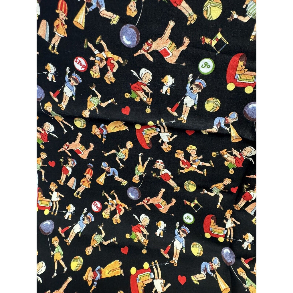 VINTAGE NEW Michael Miller C-221 Quilting Fabric 45"X18" Kids Donkies Baloons