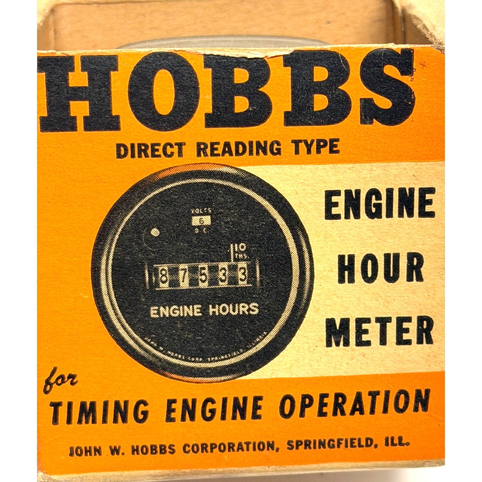 Vintage John W Hobbs Stewart Warner Engine Hour Meter MI-962-1 Volts 24