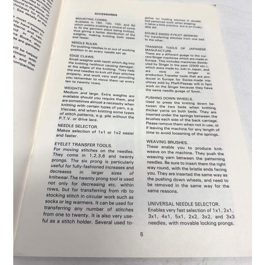 Vintage A Basic Dictionary for the French Electronic Knitting Machines -1986