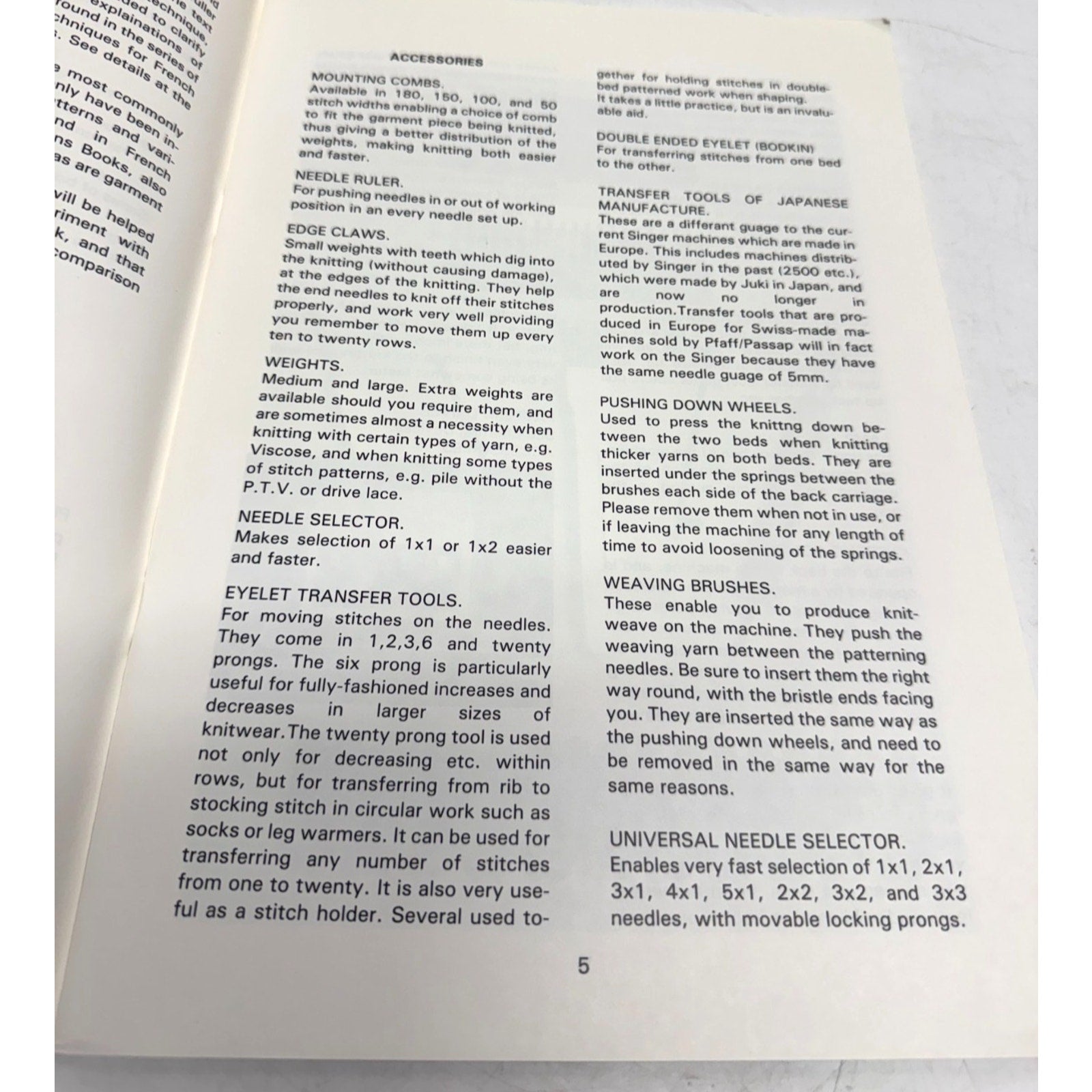 Vintage A Basic Dictionary for the French Electronic Knitting Machines -1986