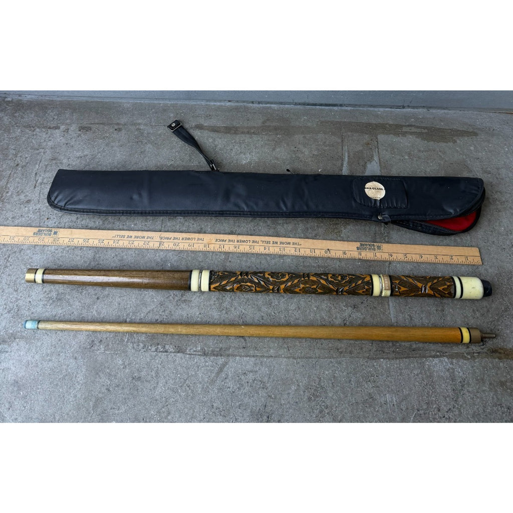 Vintage Blue Diamond Cue 2 Piece Pool Stick With Case