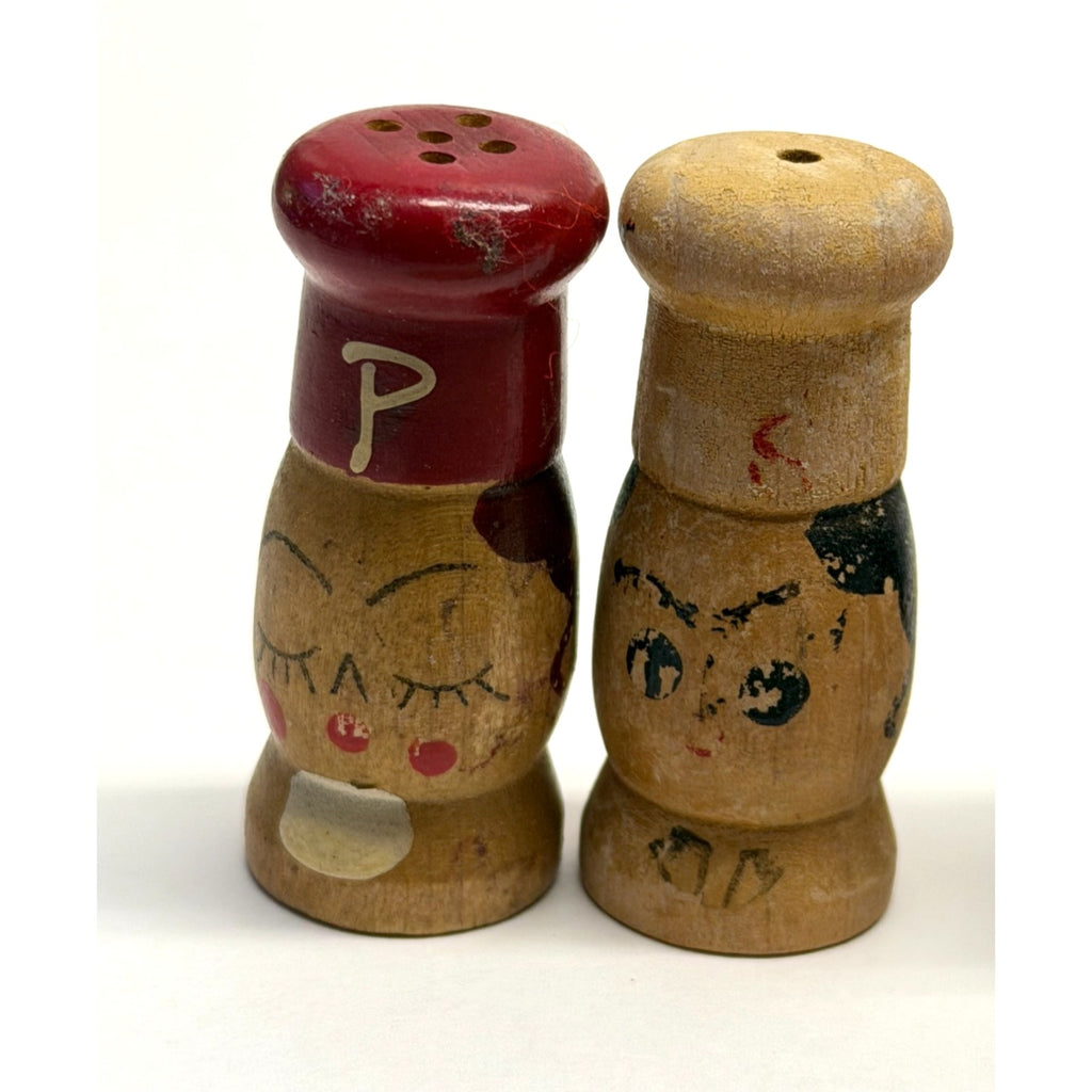 Vintage Lot 3 Japan Salty & Peppy Wooden Salt and Pepper Shakers Sets
