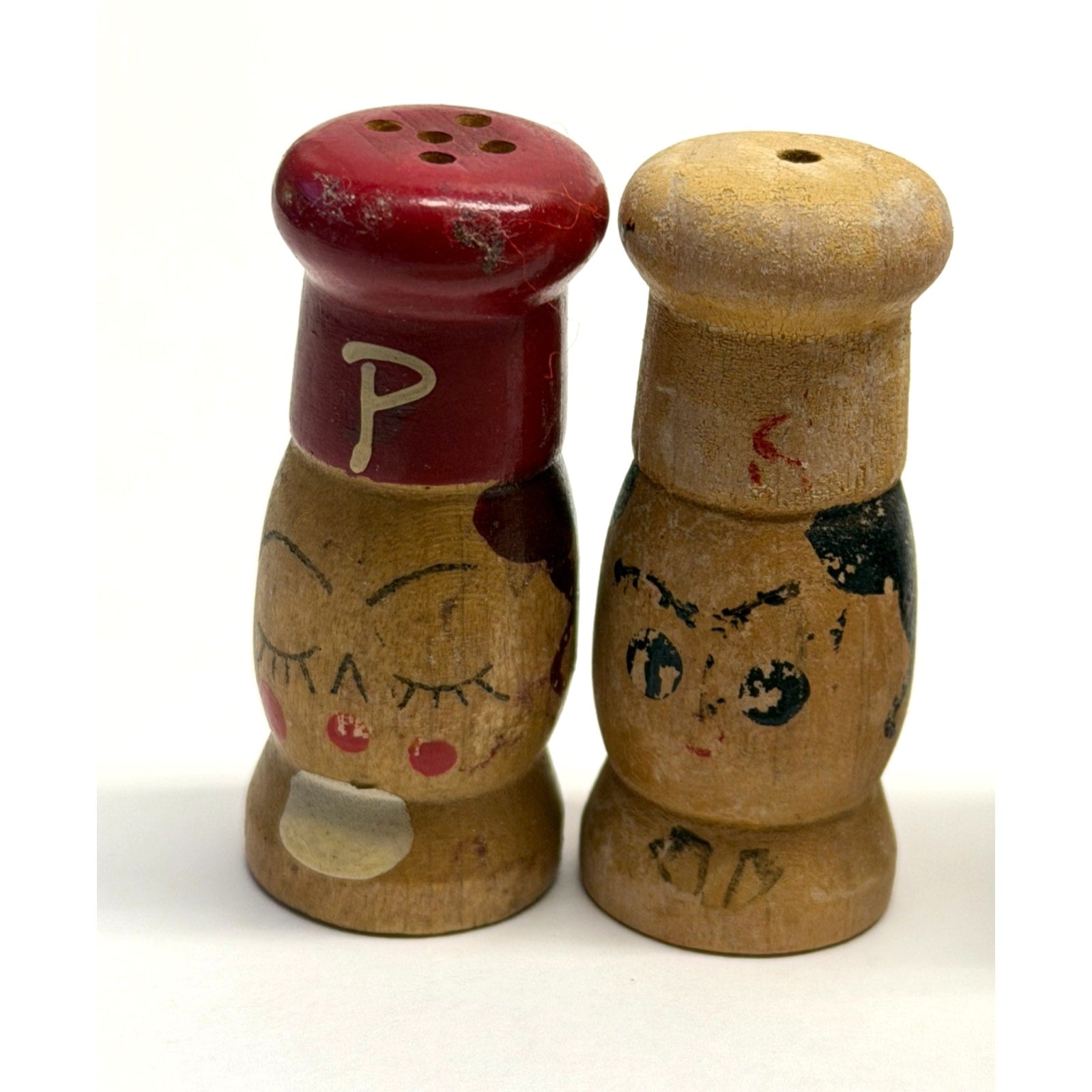 Vintage Lot 3 Japan Salty & Peppy Wooden Salt and Pepper Shakers Sets