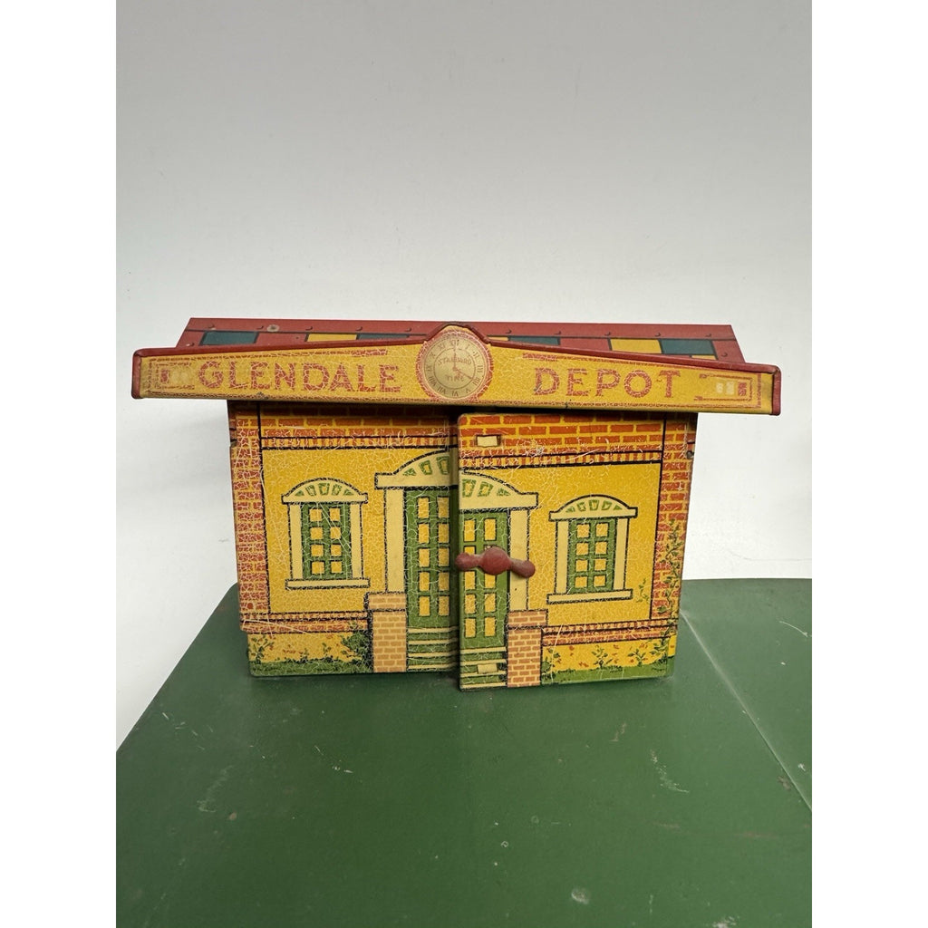 VINTAGE MARX #1900 Glendale Train Depot Pre-War Tin Toy O SCALE GOOD W/ LIONEL