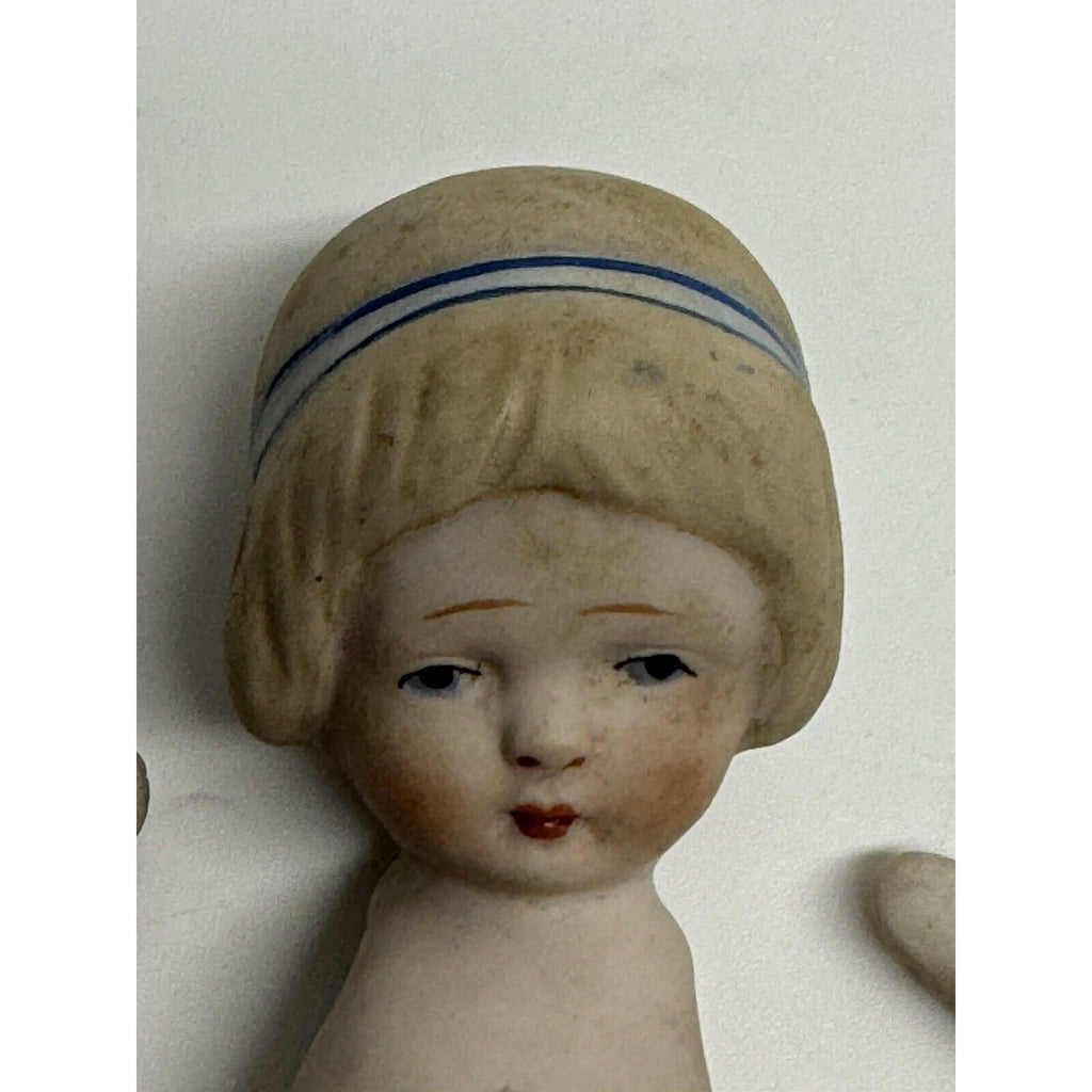 VINTAGE German Jointed Miniature Doll Painted Bisque Girl 4.5"