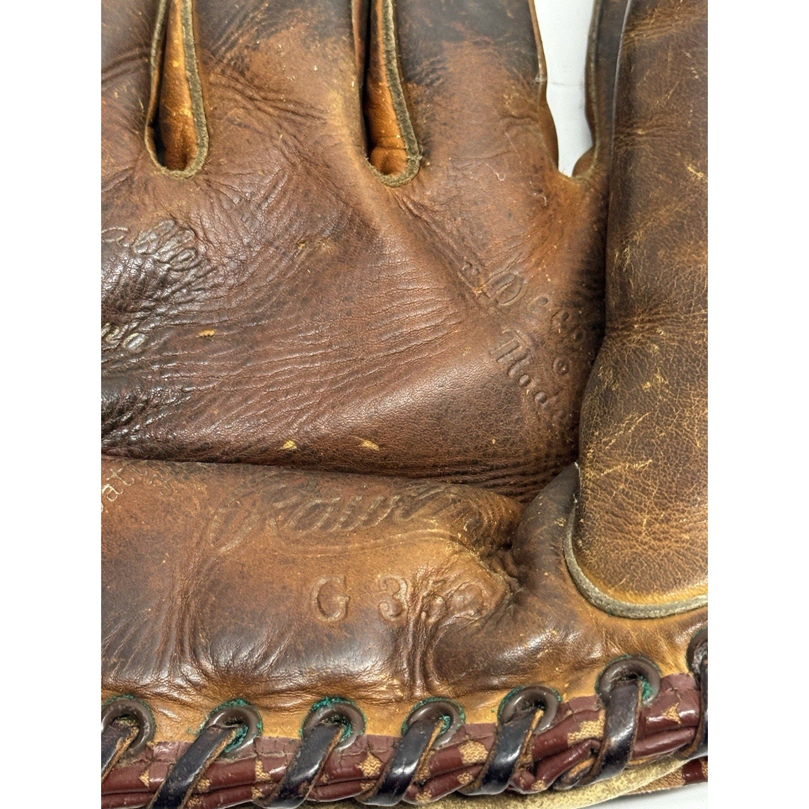 VINTAGE 1940's Rawlings G350 Kirby "Hig" Higbe Floating Heel Leather Glove LH