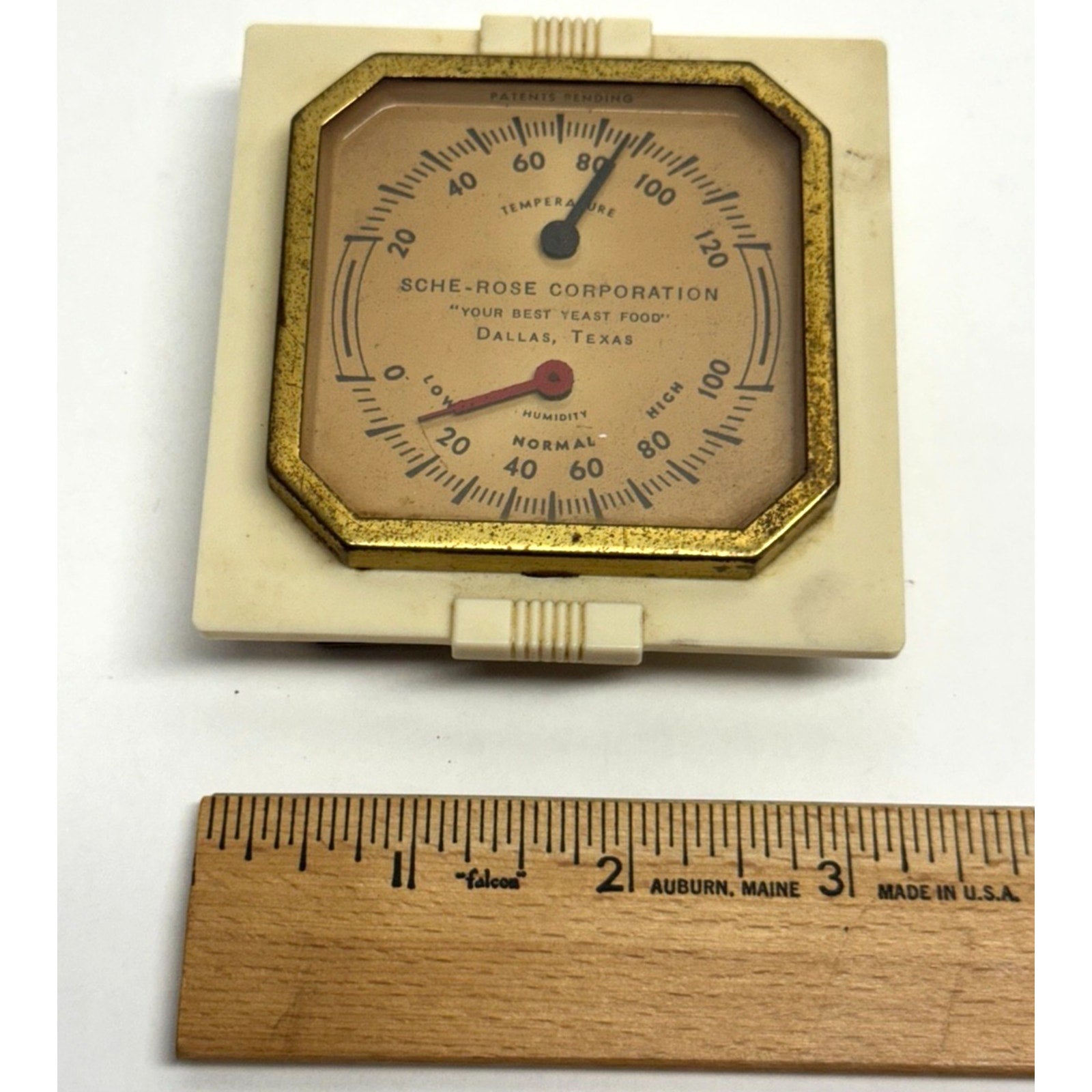 Vintage Sche-Rose Co. Indoor Humidiguide and Thermometer #5504