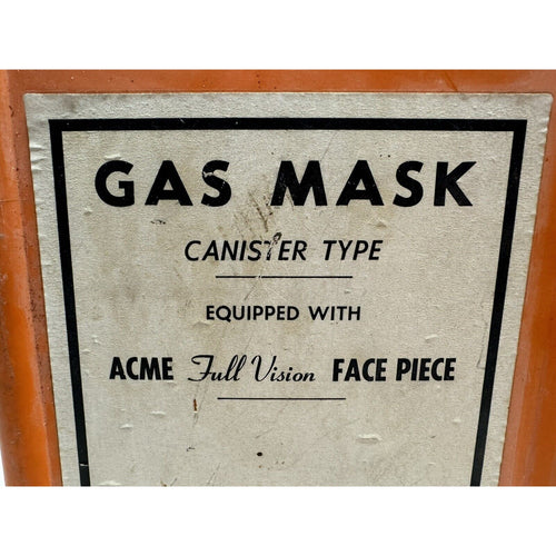 1930's Vintage ACME full vision Gas Mask Canister Type Orange Carry Box
