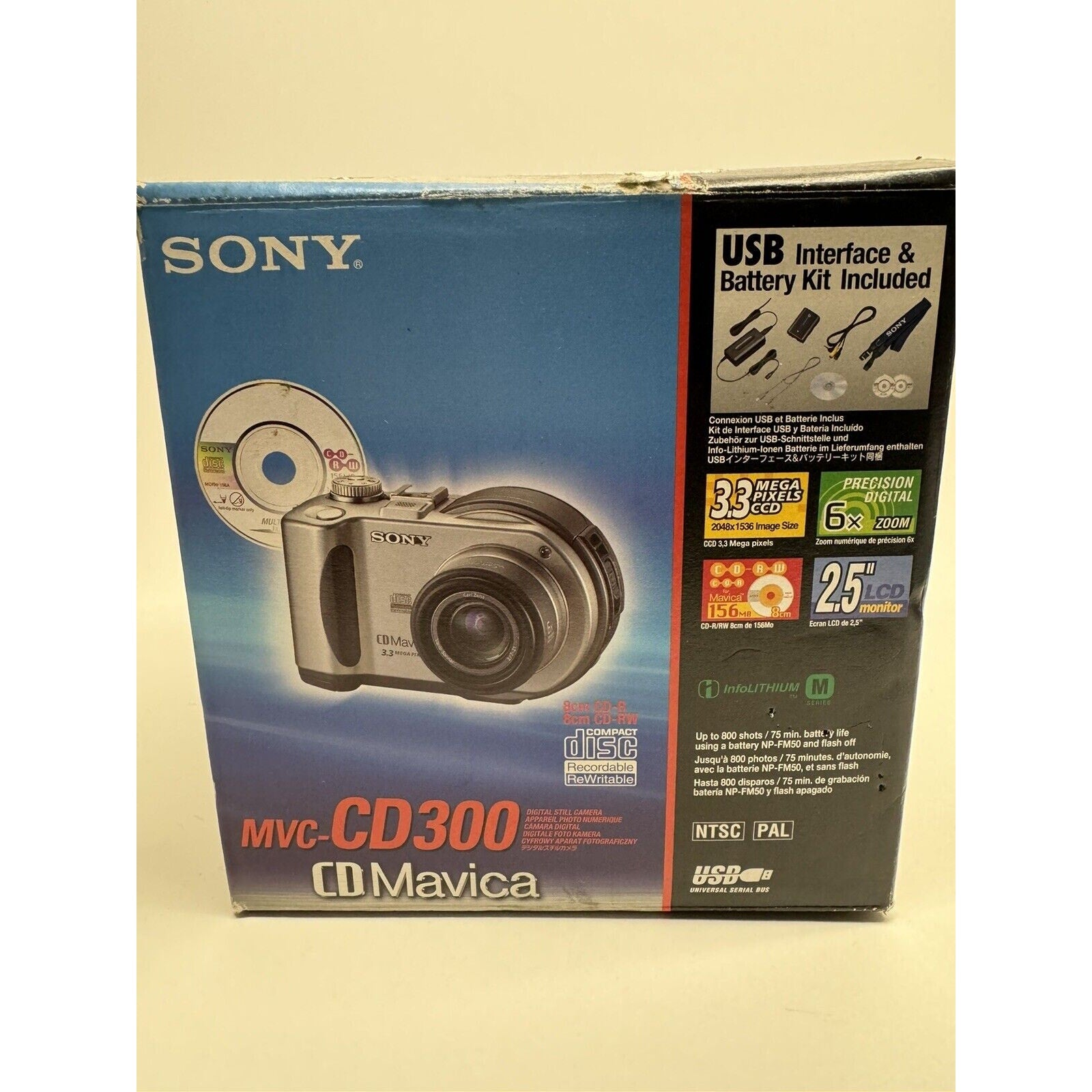 VINTAGE RARE SEALED NEW Sony Mavica MVC-CD300 3.3 MP Digital Camera