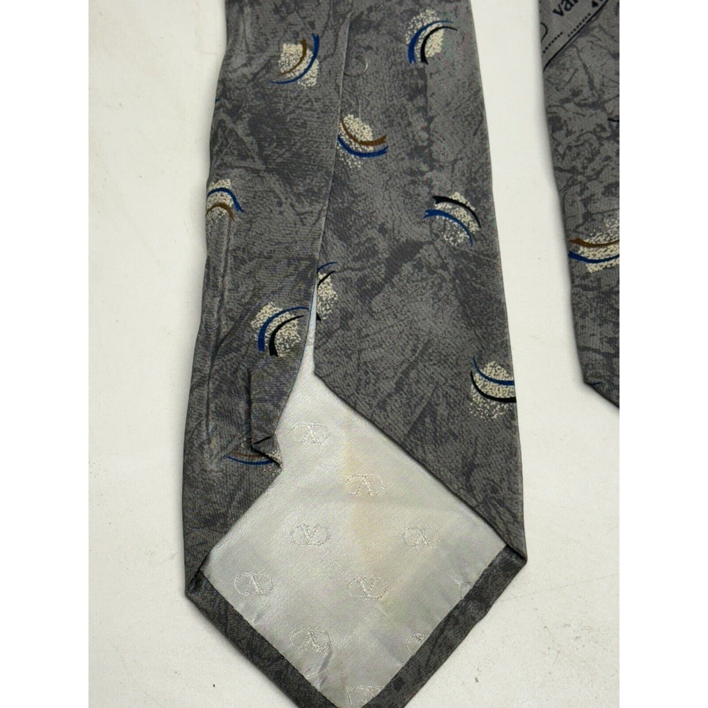 Vintage Valentino 100% Silk Tie # 4151 Gray Marble Made in Italy