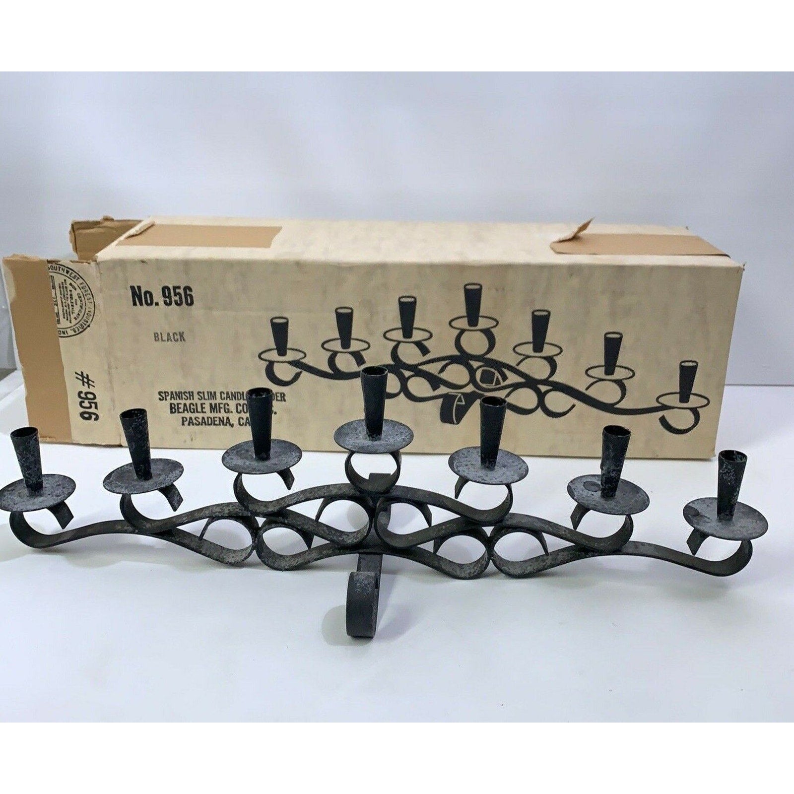 Vintage SPANISH SLIM CANDLE HOLDER BLACK BEAGLE MFG. CO., INC. USA