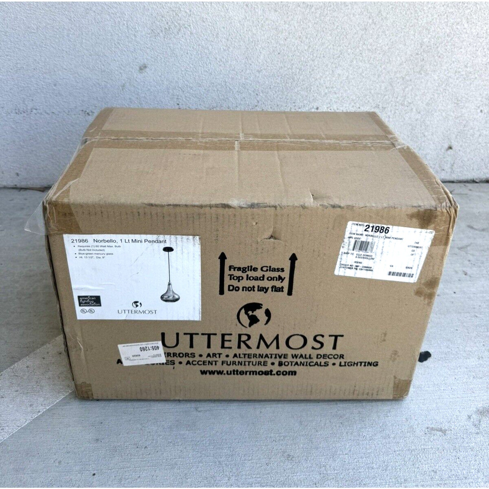 FACTORY SEALED NOS Uttermost Norbello 1 Light Mini Pendant (21986)