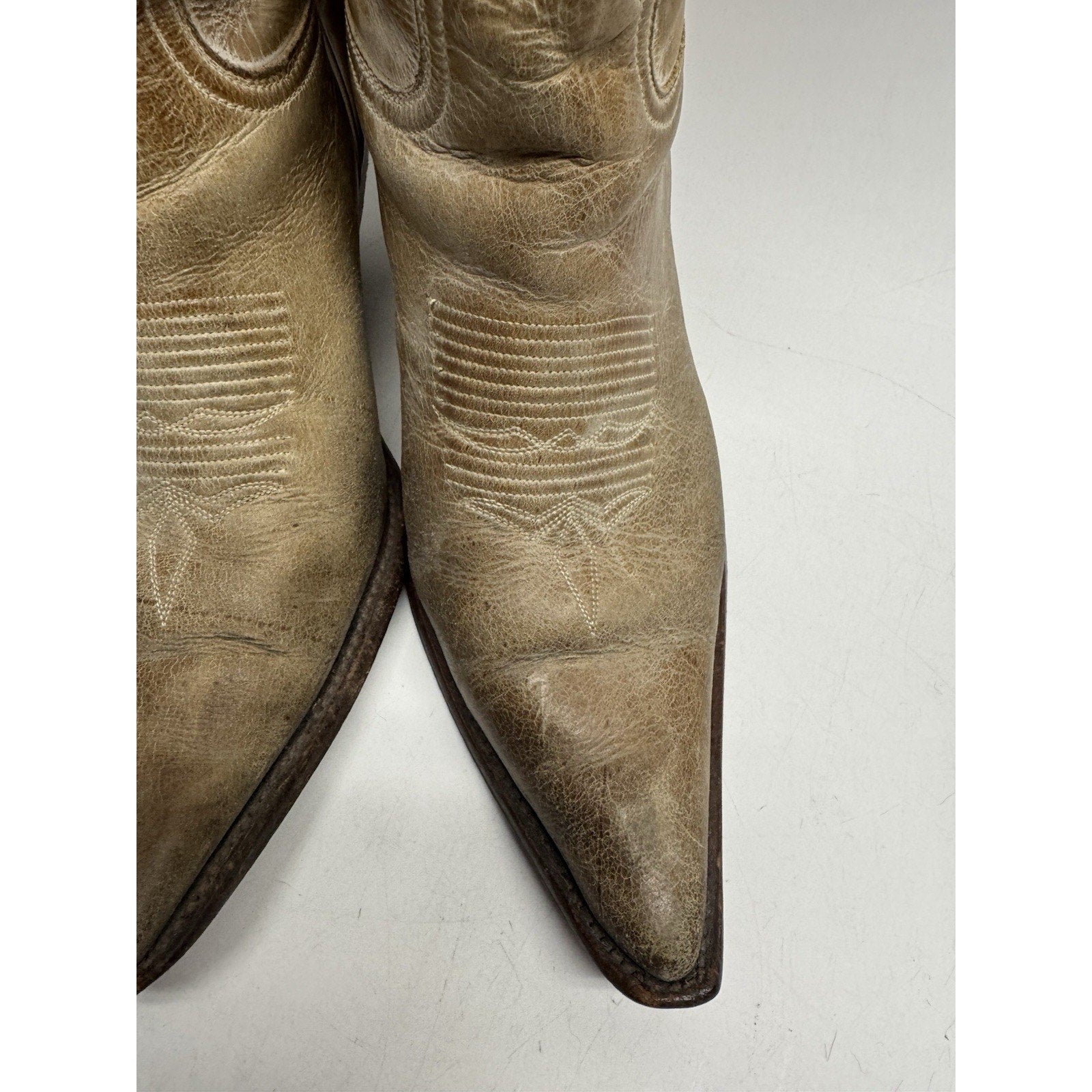 VTG Charlie 1 Horse by Lucchese Western Boots 4565 7 1/2 B Calf Leather Brazil