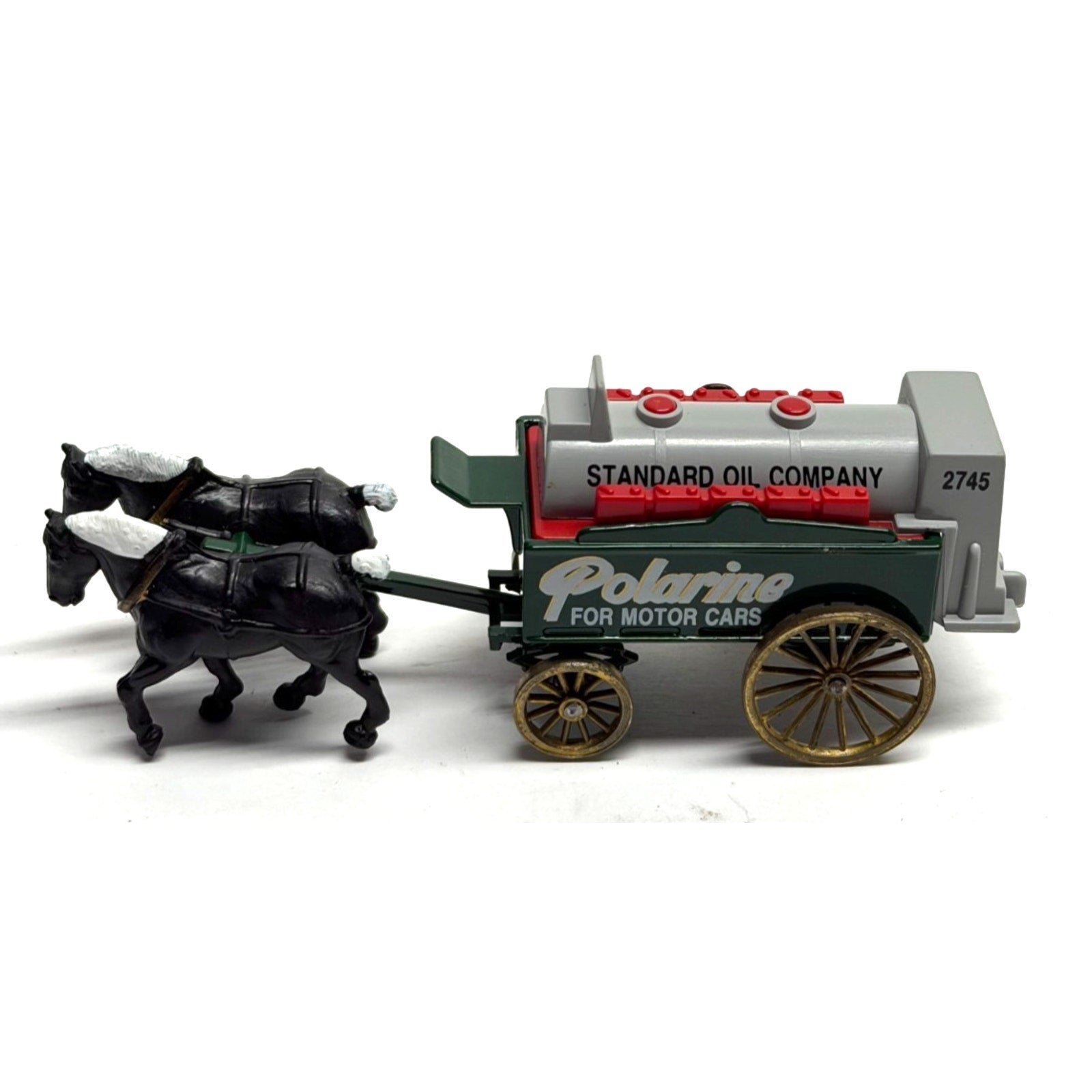 Vintage Lledo Chevron Standard Oil Polarine 2 Horse Drawn Delivery Tank Wagon