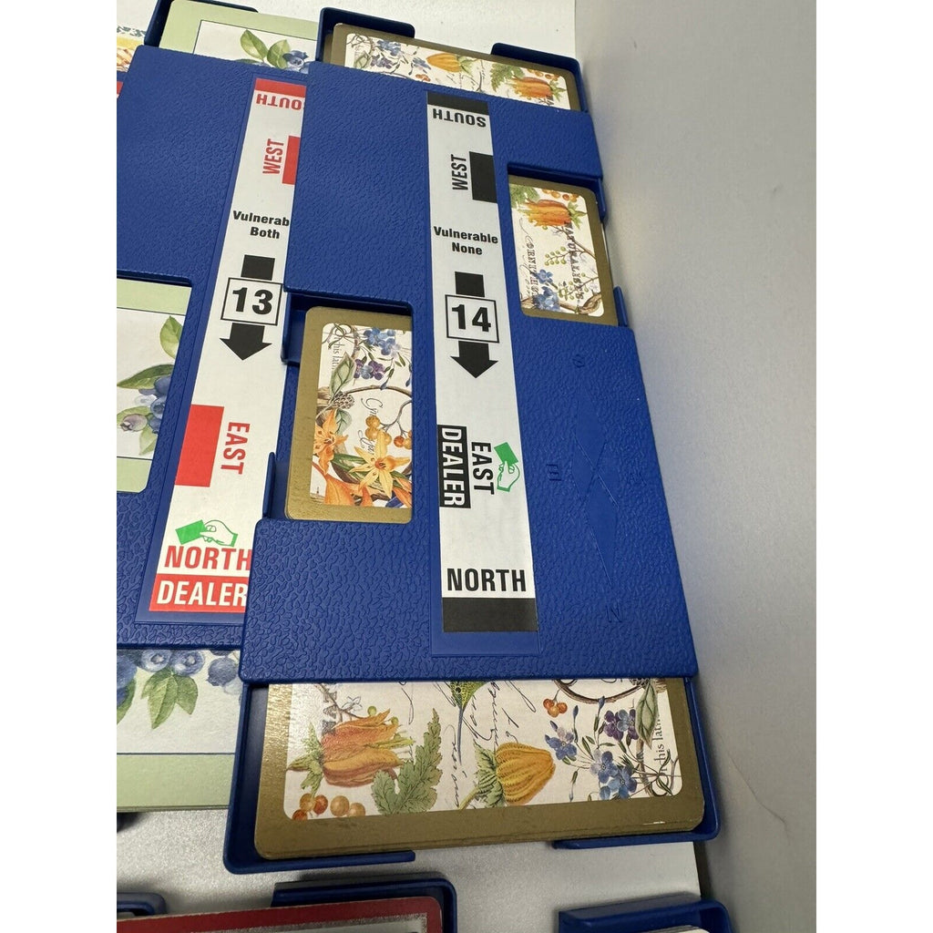 VINTAGE Baron Barclay Plastic Bridge Boards Dealer Card Holders Blue 32 Full Set