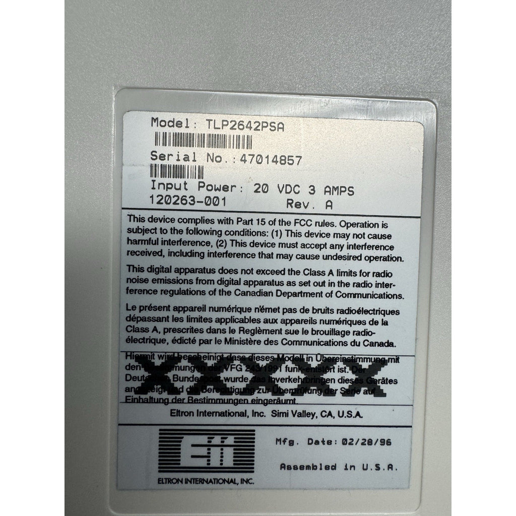 VINTAGE Zebra Eltron TLP 2642 Label Thermal Printer