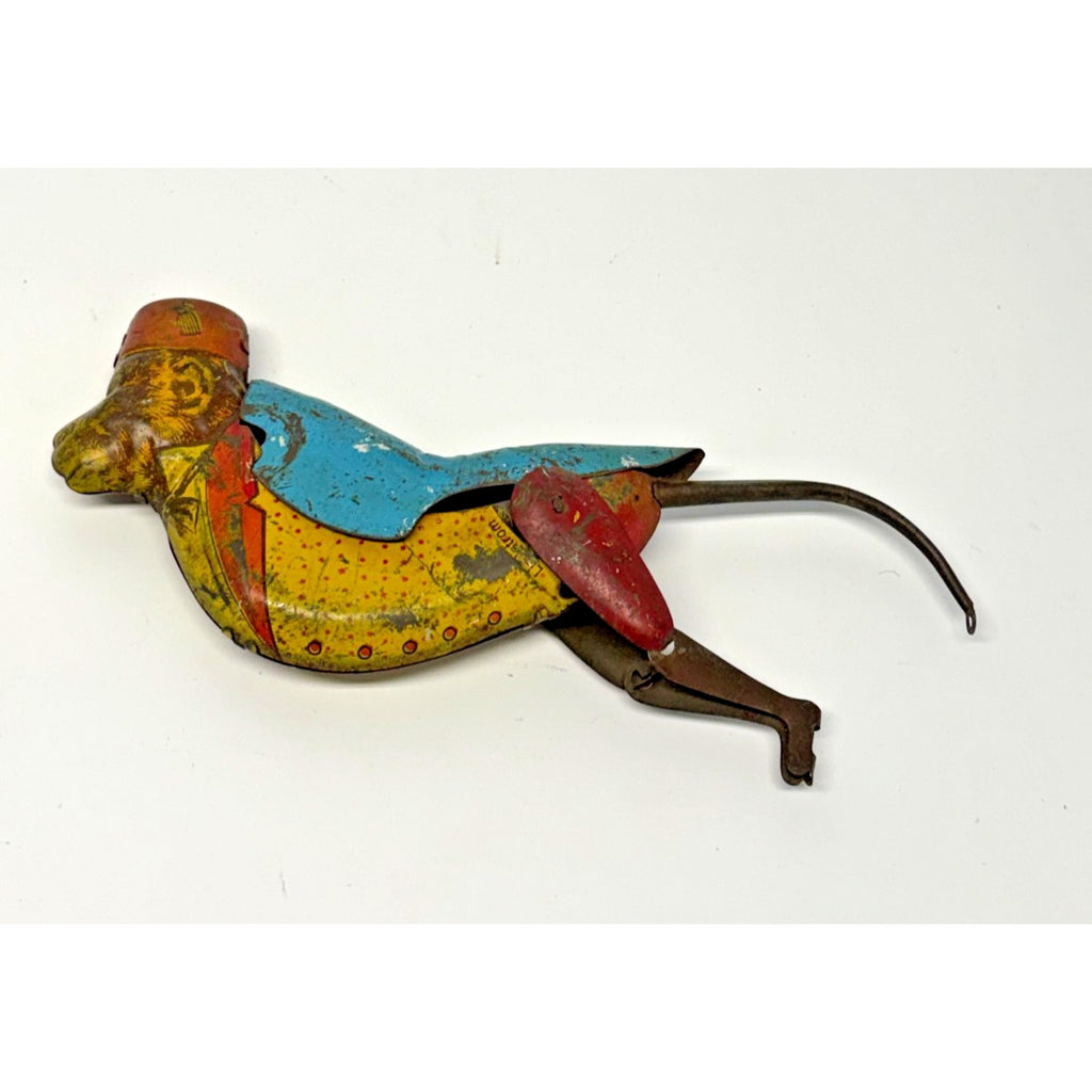 Vintage 1930s Lindstrom Bill Climbing Monkey Tin Toy Body FOR PARTS Missing Arms