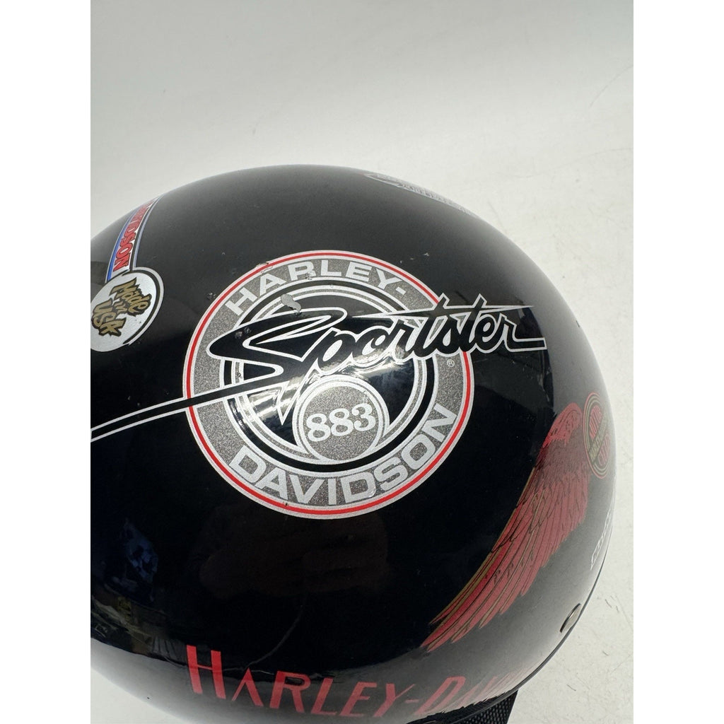 VINTAGE 2001 Harley Davidson DOT Motorcycle Half Helmet Gloss Black XS USA