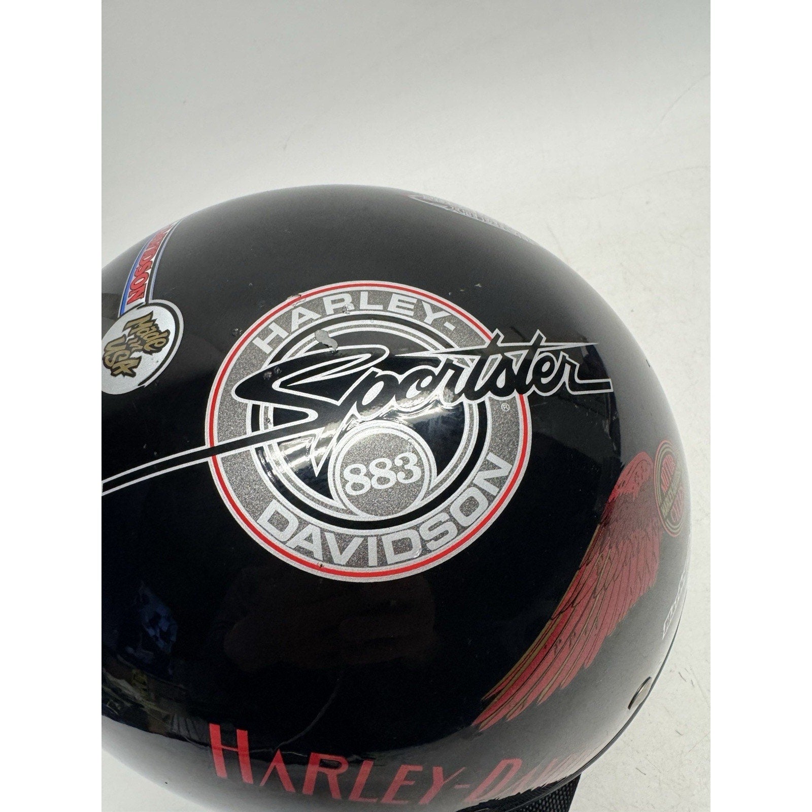VINTAGE 2001 Harley Davidson DOT Motorcycle Half Helmet Gloss Black XS USA