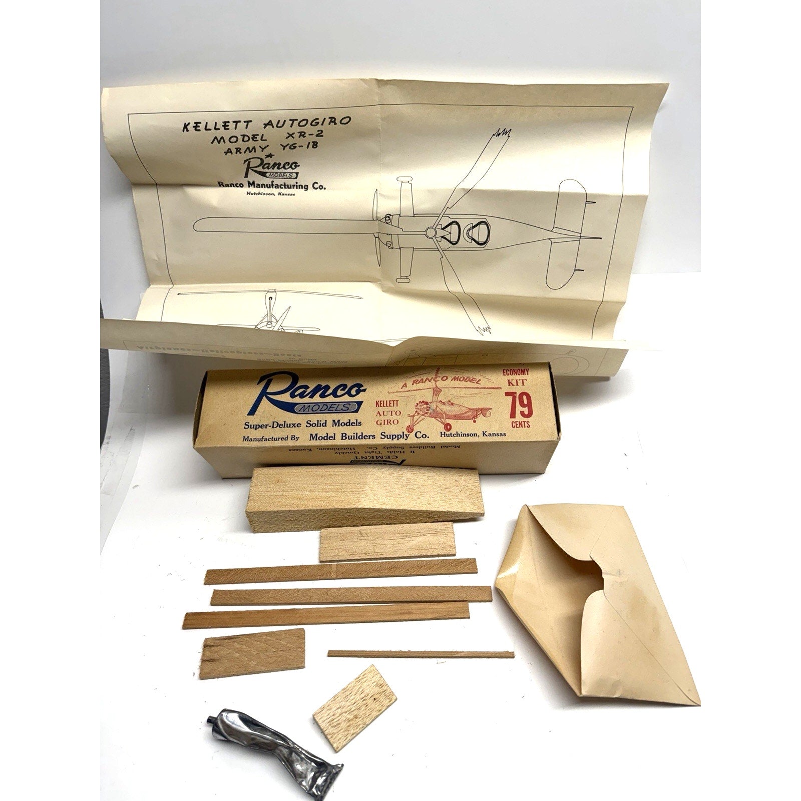 VINTAGE NOS 50s Ranco Models Kellet Auto Giro Airplane Kit by Model Builders Sup
