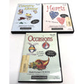 Vintage Lot of 3 EZSEWDESIGNS -Hearts, Occasions, Country Kittens embroidery