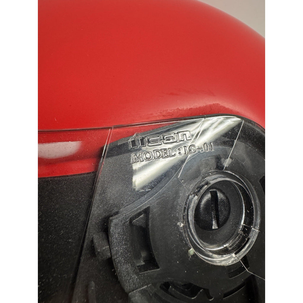 Vintage Icon 1c-01 Motorcycle Helmet Red with Screen Small Made in Korea