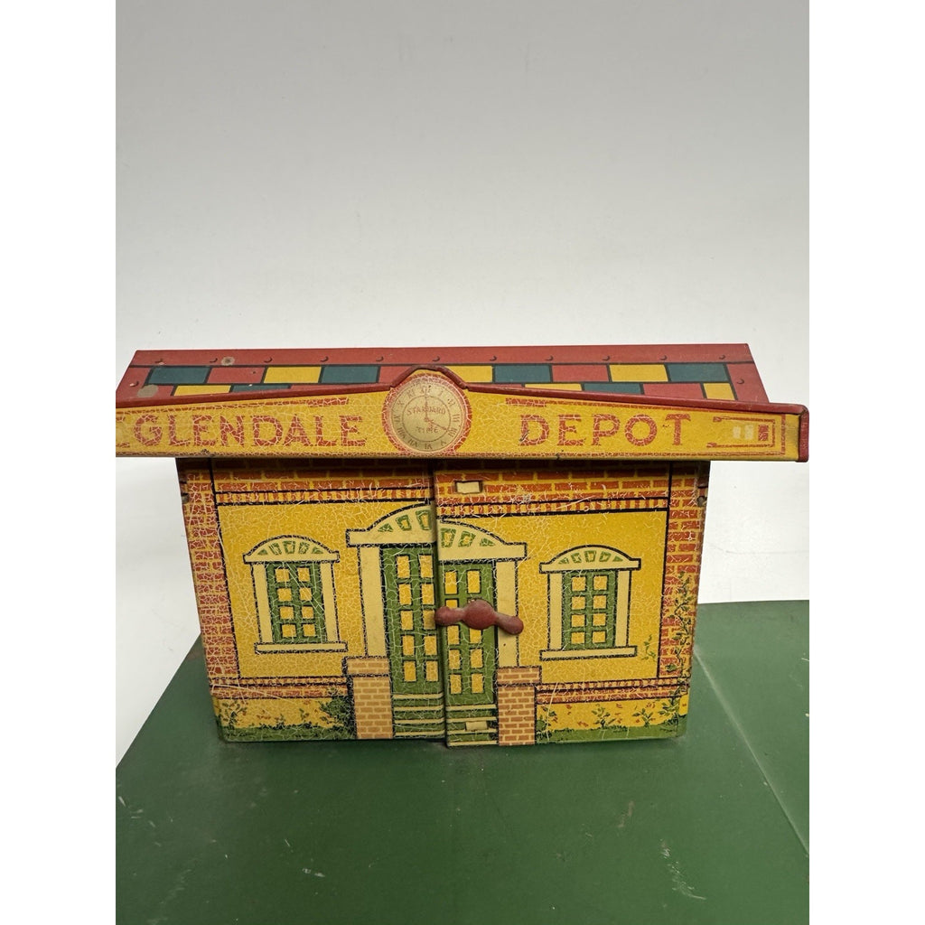 VINTAGE MARX #1900 Glendale Train Depot Pre-War Tin Toy O SCALE GOOD W/ LIONEL