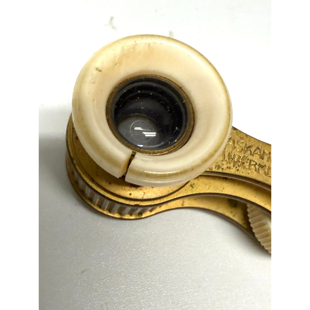 Vintage Askania Werke Berlin Opera Glasses Brass Theater Binoculars w/ Case