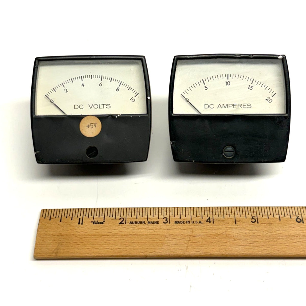 Vintage lot of 2 Analog DC Volts 0-10 and Amperes 0-20