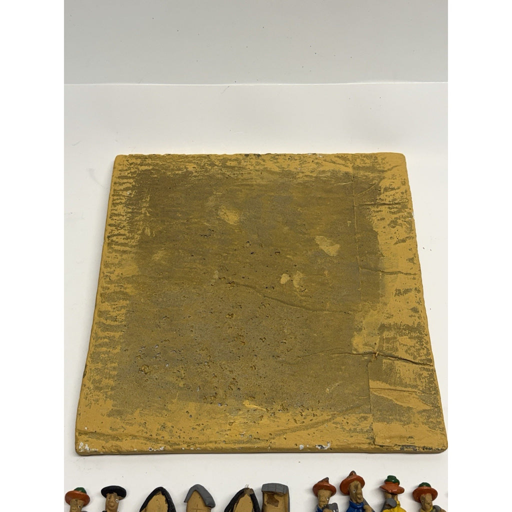 Vintage Handmade Painted Crafted Brazilian Chess Set Clay 32 Figurines