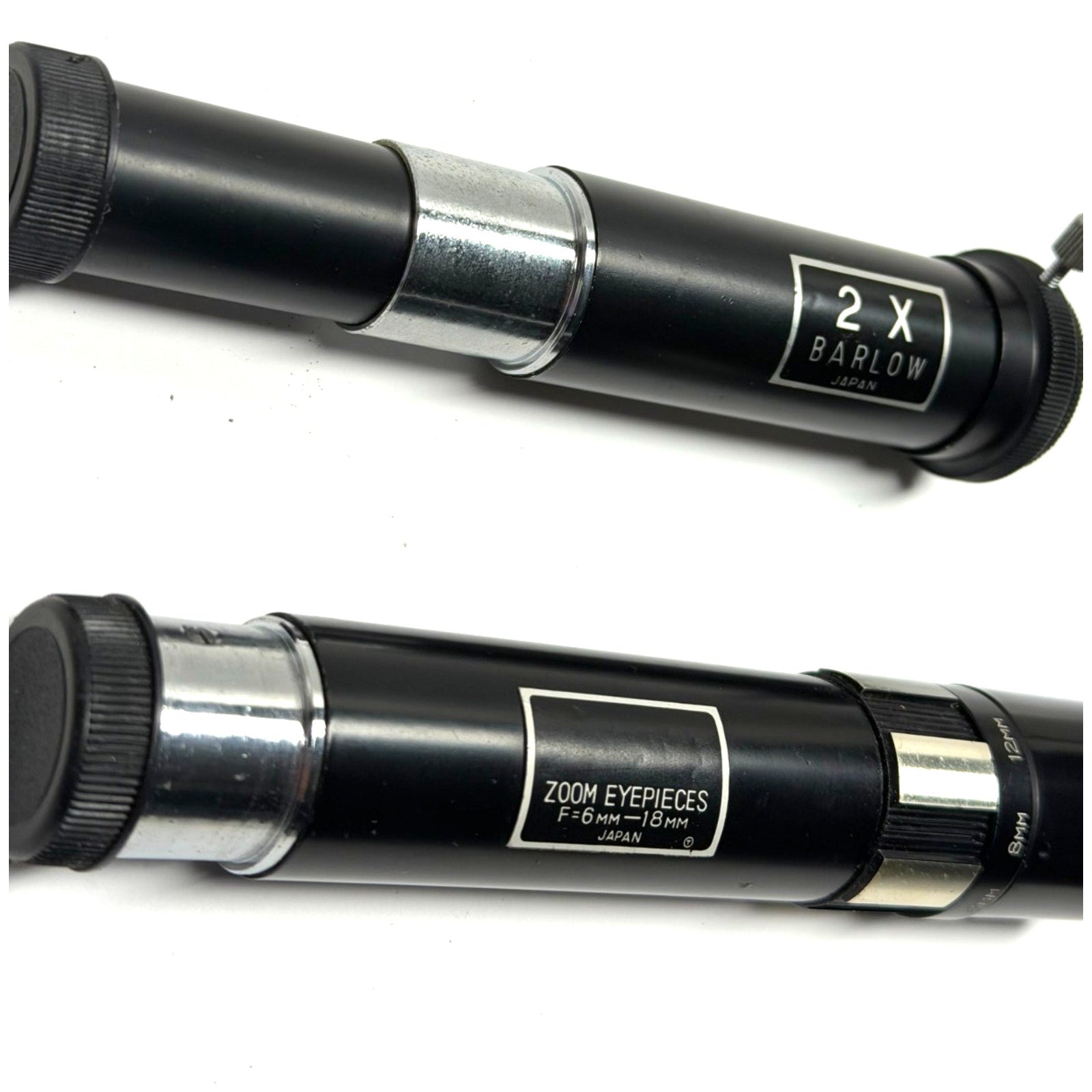Vintage lot of 2 Telescope Set: 2X Barlow Lens & 6mm-18mm Zoom Eyepiece
