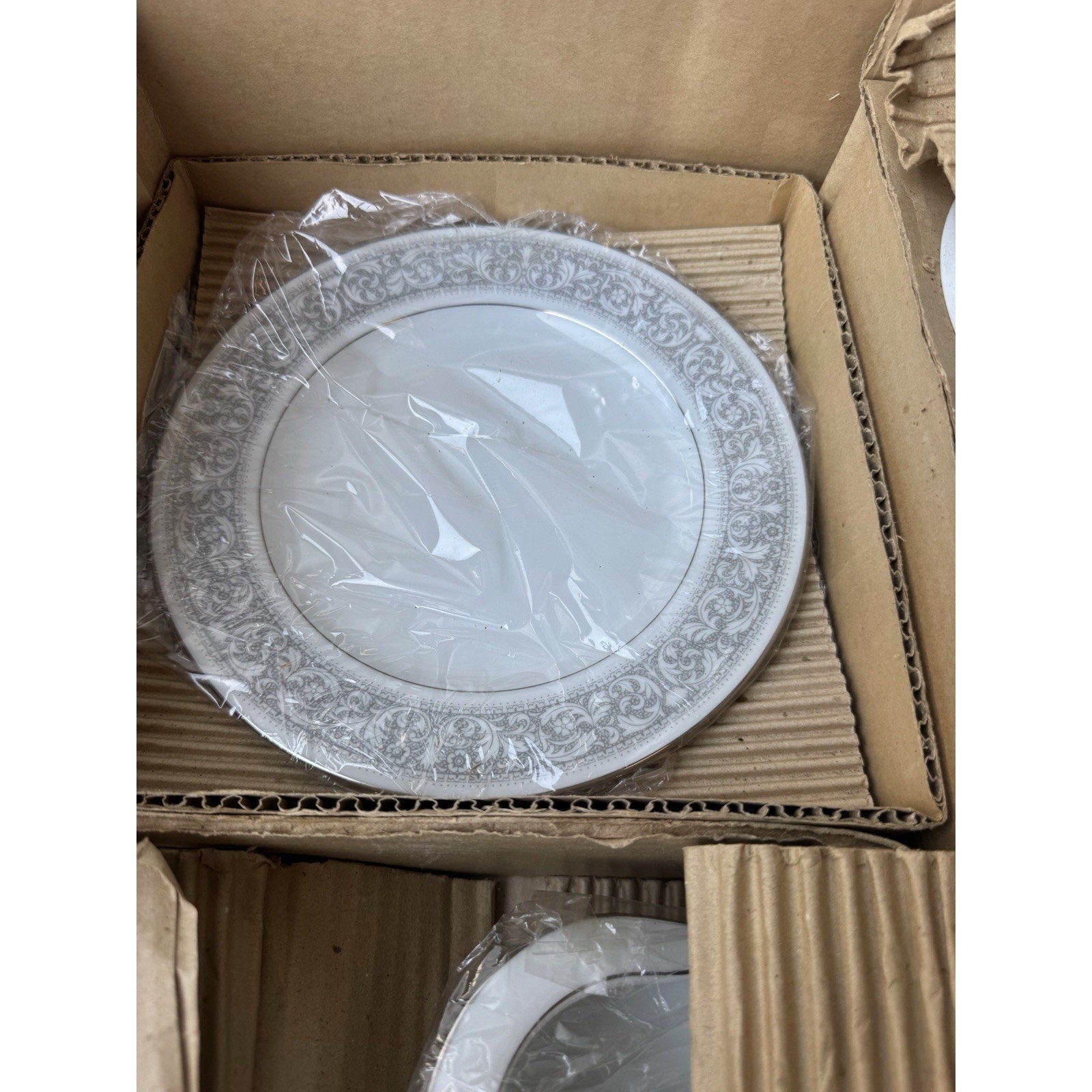 VINTAGE Noritake Japan 6975 Naples White Gray Scroll Porcelain Set of 23 Pieces