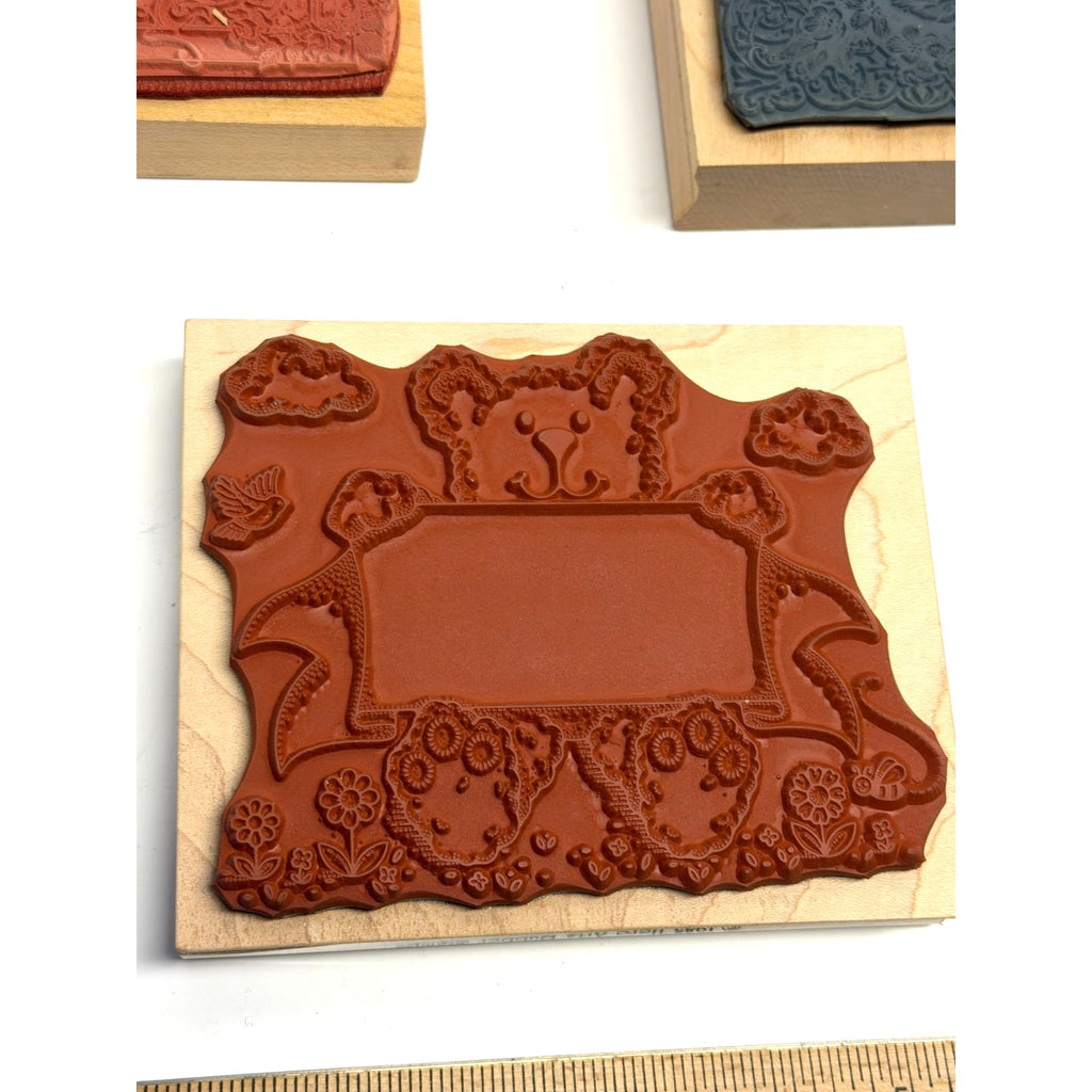 VTG Rubber Stamp Lot (3): Hero Arts Bear, Stampendous "Warmest Wishes", Floral