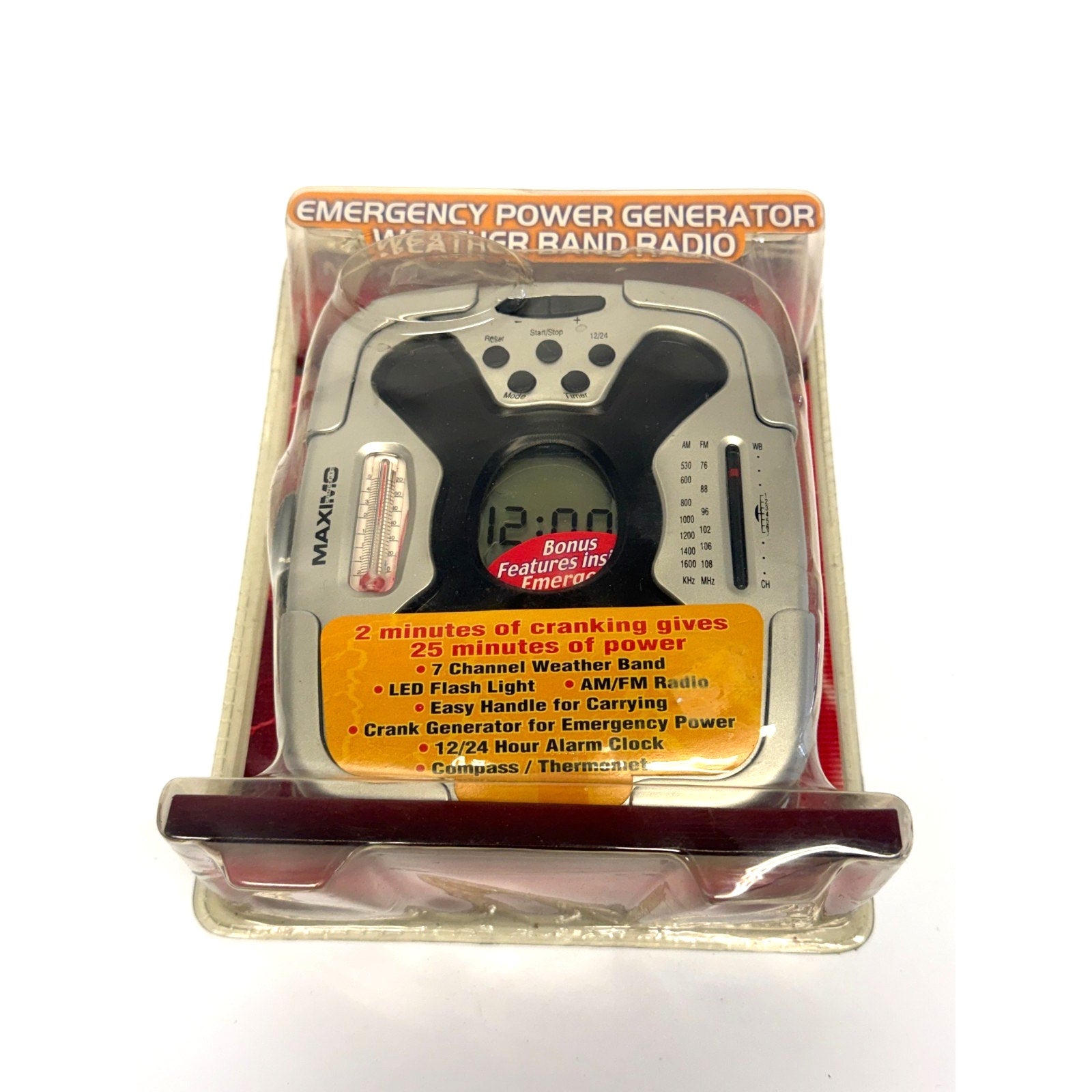 Vtg Maximo Concepts Emergency Crank Weather Band Radio W/LED Flashlight