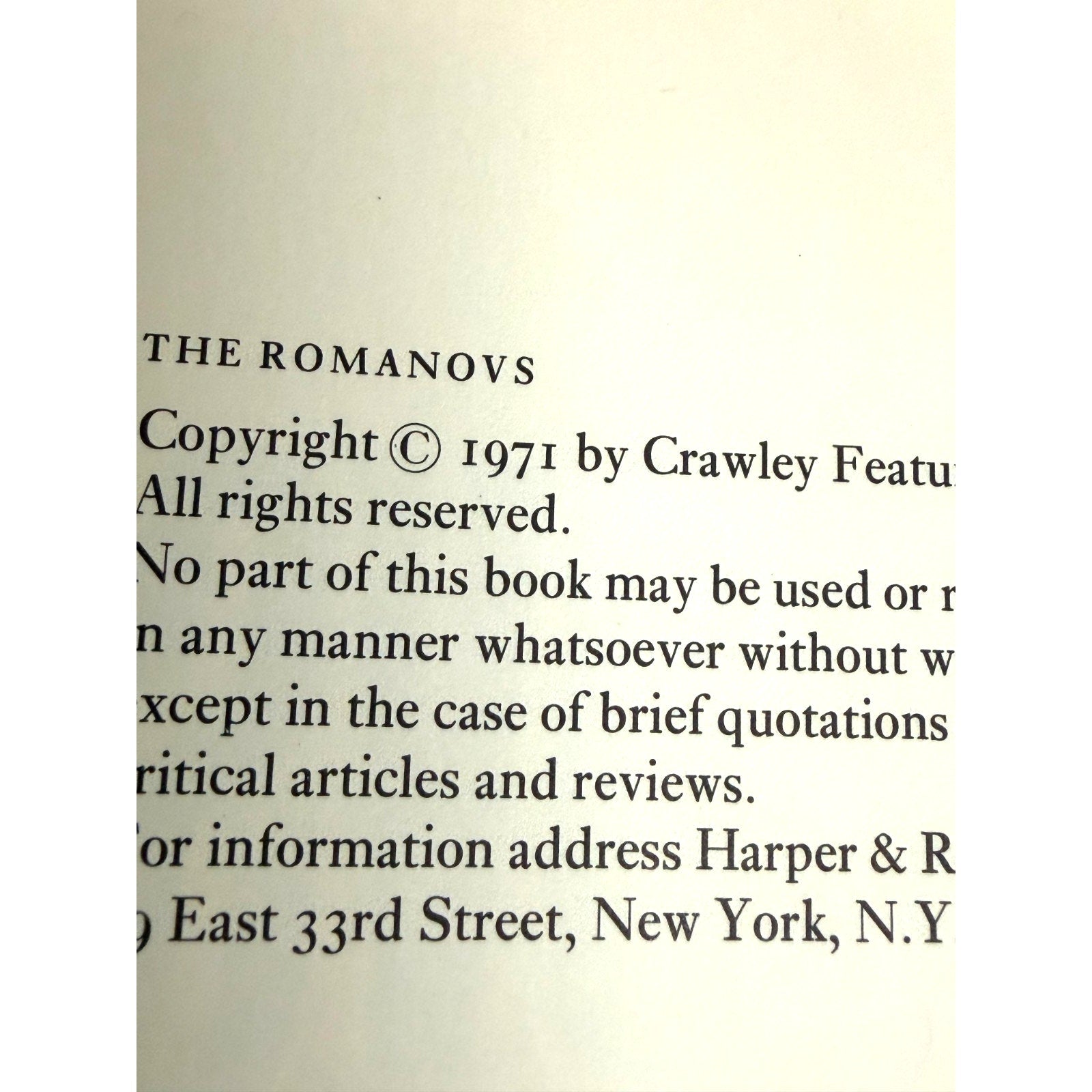 Vintage The Romanovs by Virginia Cowles 1971, Hardcover - Excellent Condition