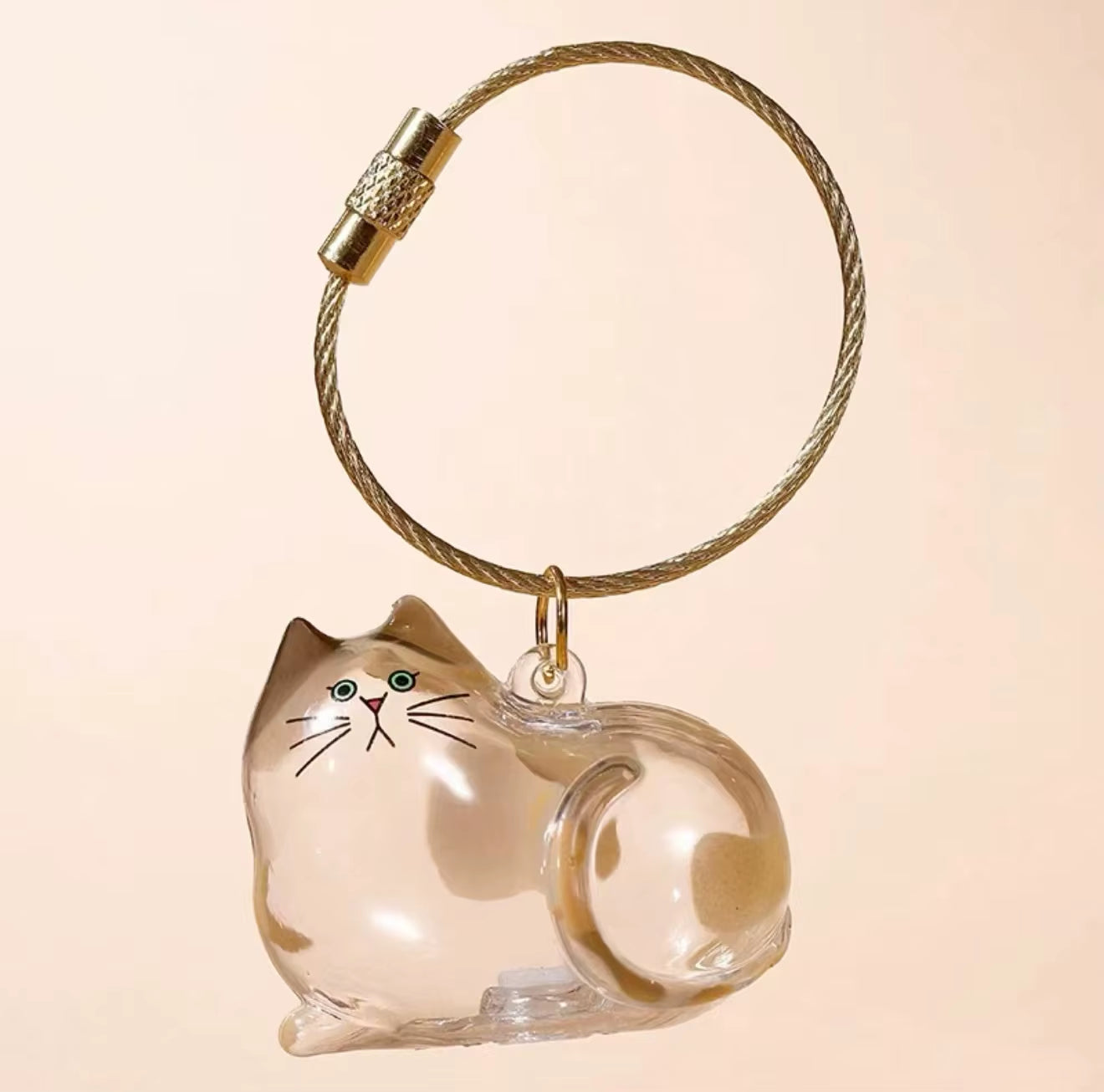 Personalized Transparent Cat Hair Keepsake Keychain – Pet Fur Memorial Pendant for Cat Lovers | Cute & Meaningful Souvenir Gift 🐾✨