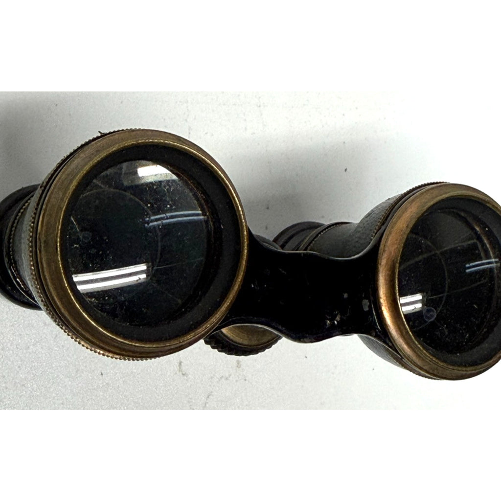 Vintage Opera Glasses Theater Binoculars Black Brass Leather Antique